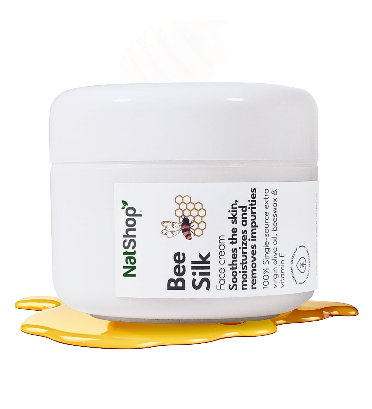 NatShop | Bee Silk Face Cream With Olive Oil Beeswax And Vitamin E | Face Moisturizer Face Cream 1.7oz - Buy Online on GoSupps.com
