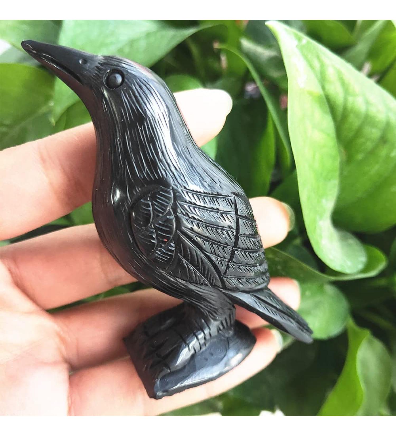 Natural Crystal Rough 1PC Crystals Animal Natural Obsidian Crystal Bird Corvus Black Obsidian Quartz Crow Gift Stones - Buy Online on GoSupps.com