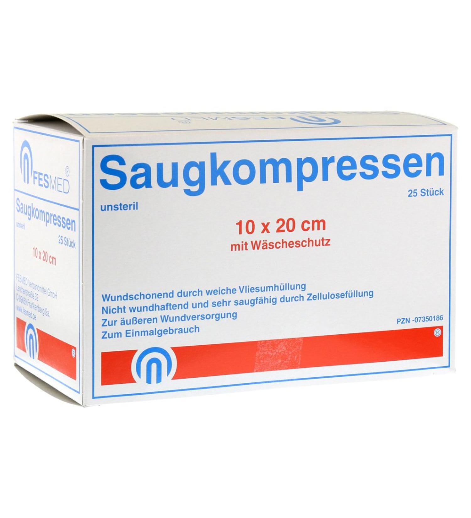 Suction compresses 10x20cm unsteril