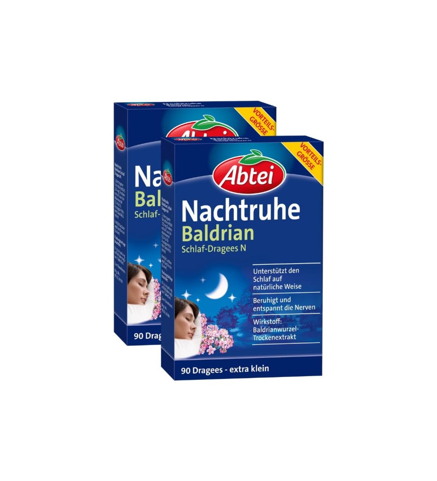 Abbey night's rest valerian sleep -dragees n - vegetable medicine for relaxing and healthy sleep as well as in the event of nervous load - without getting used to - 1 x 90 dragees (pack with 2) 90 pieces (2 pack)
