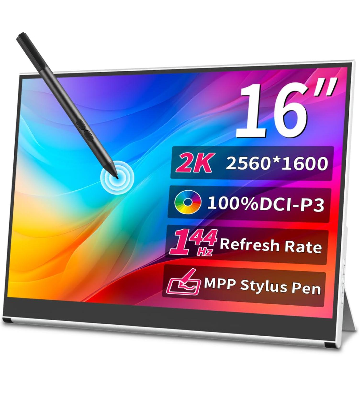 Magedok 16 2K Portable Touchscreen Monitor - 144Hz Gaming HDR 1ms 100% P3 IPS VESA Anti-Glare - Compatible with Laptop Mini PC PS5/4 Xbox - International Shipping Available - Buy Online on GoSupps.com