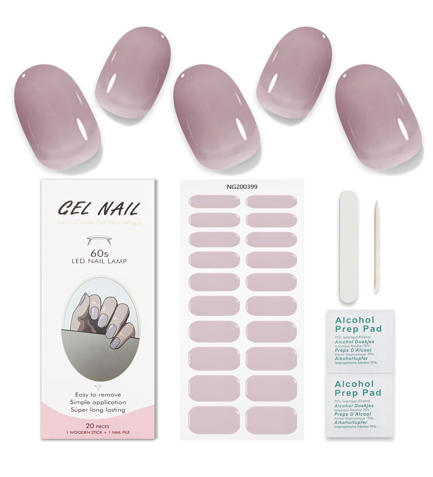 JMEOWIO Semi Cured Gel Nail Strips Cream Purple Grey Gel Nail Stickers Nail Supplies Nail Art Design Decoration Accessories - Buy Online on GoSupps.com