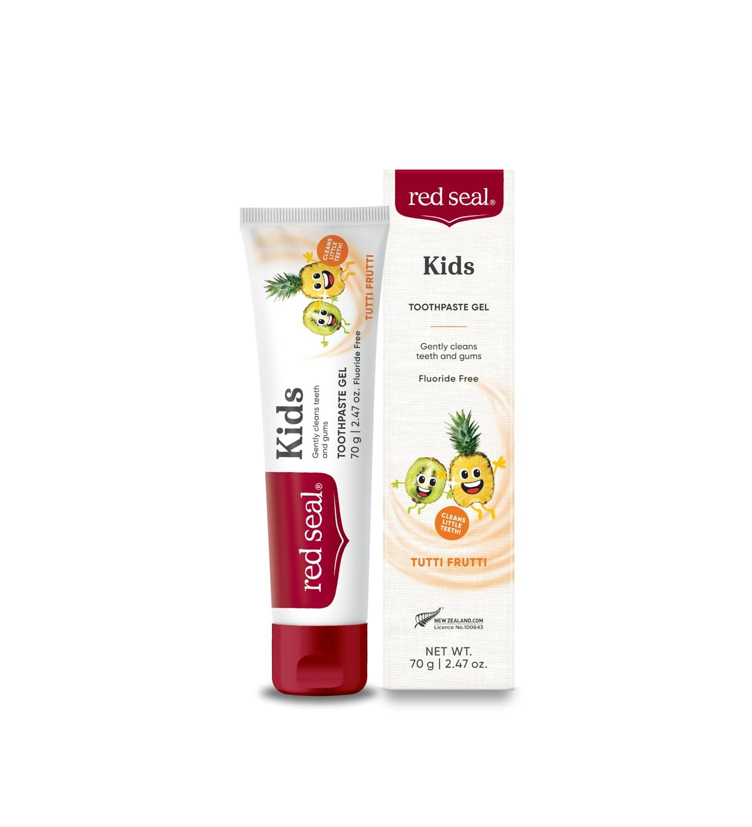 Red Seal Kids Toothpaste - Fluoride-Free Vegan Tutti Frutti Flavor No Synthetic Colors Paraben & SLS-Free - Natural Oral Care for Kids 2.47oz - Buy Online on GoSupps.com