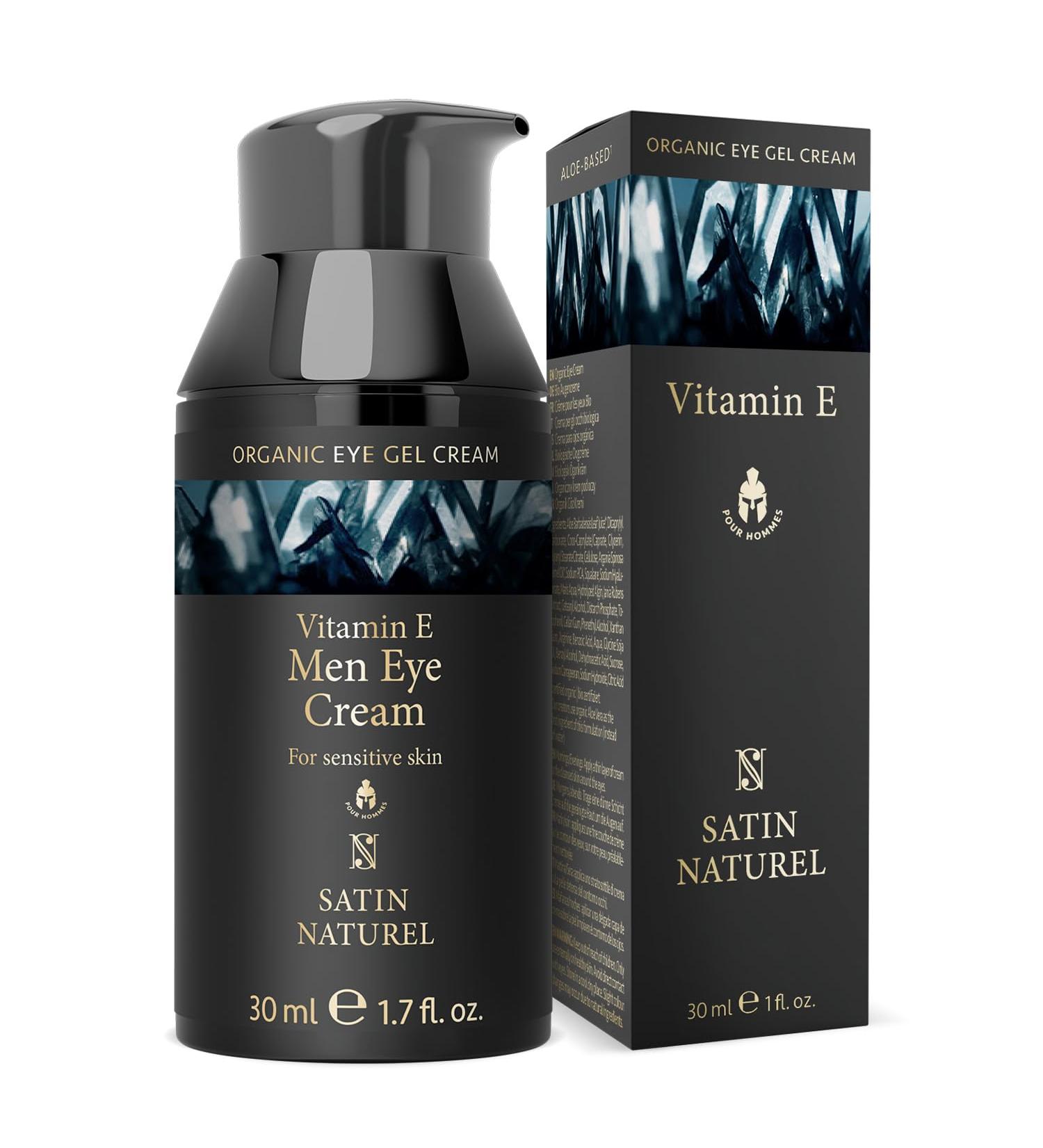 Mens Eye Cream 30ml Powerful Organic Under Eye Cream Anti Aging Wrinkles Dark Circles - Mens Face Cream with Hyaluronic Acid Vitamin E Aloe Vera and Taurine - Eye Care Products by Satin Naturel - Buy Online on GoSupps.com