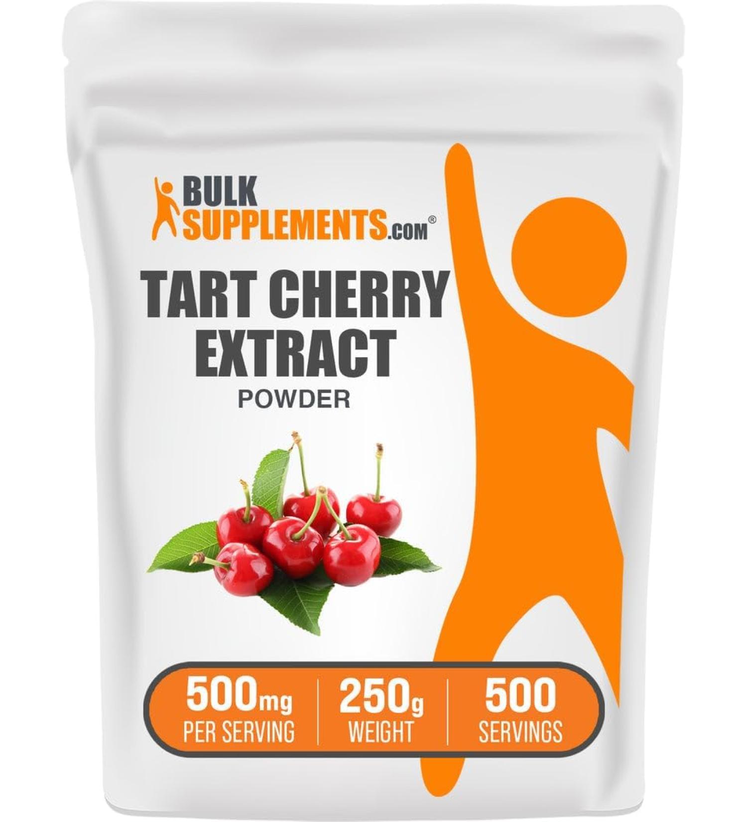 BulkSupplements Tart Cherry Extract Powder - Antioxidant Herbal Supplement Gluten-Free 500mg per Serving 250g (8.8 oz) - 500 Servings - Buy Online on GoSupps.com
