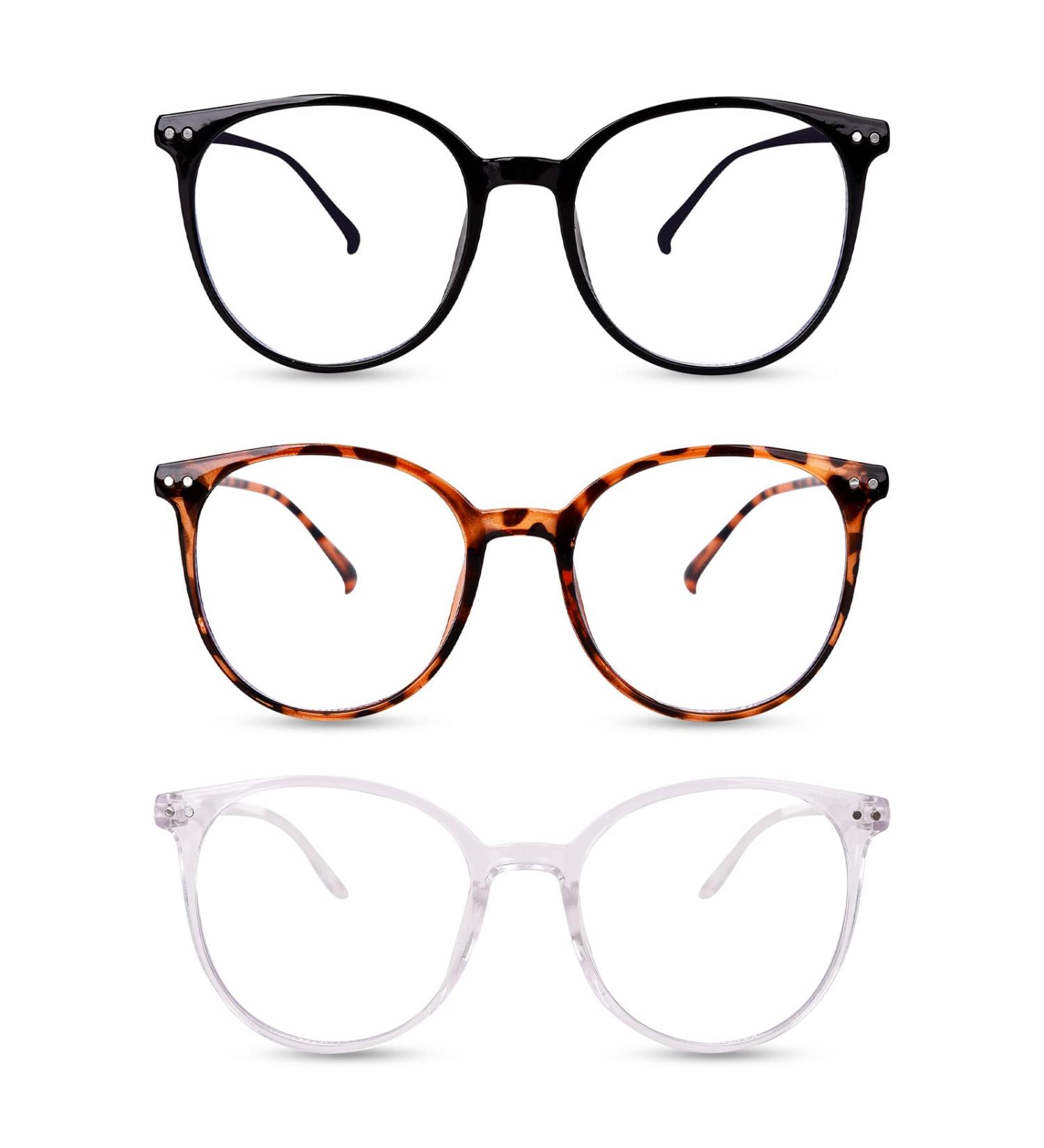 Gukasxi 3 Pack Blue Light Blocking Glasses - Round Frame Lightweight Clear Lens Anti-Glare Computer Glasses for Men & Women - Buy Online on GoSupps.com
