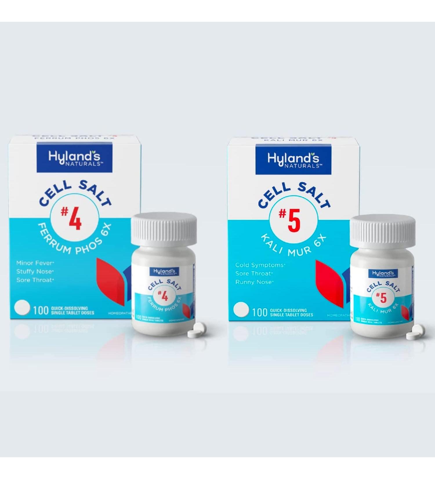 Hyland's Naturals Bundle: Ferrum Phos 6X Tablets for Sinus Decongestion & Kali Muriaticum 6X for Cold Relief - 100 CT Each - Buy Online on GoSupps.com