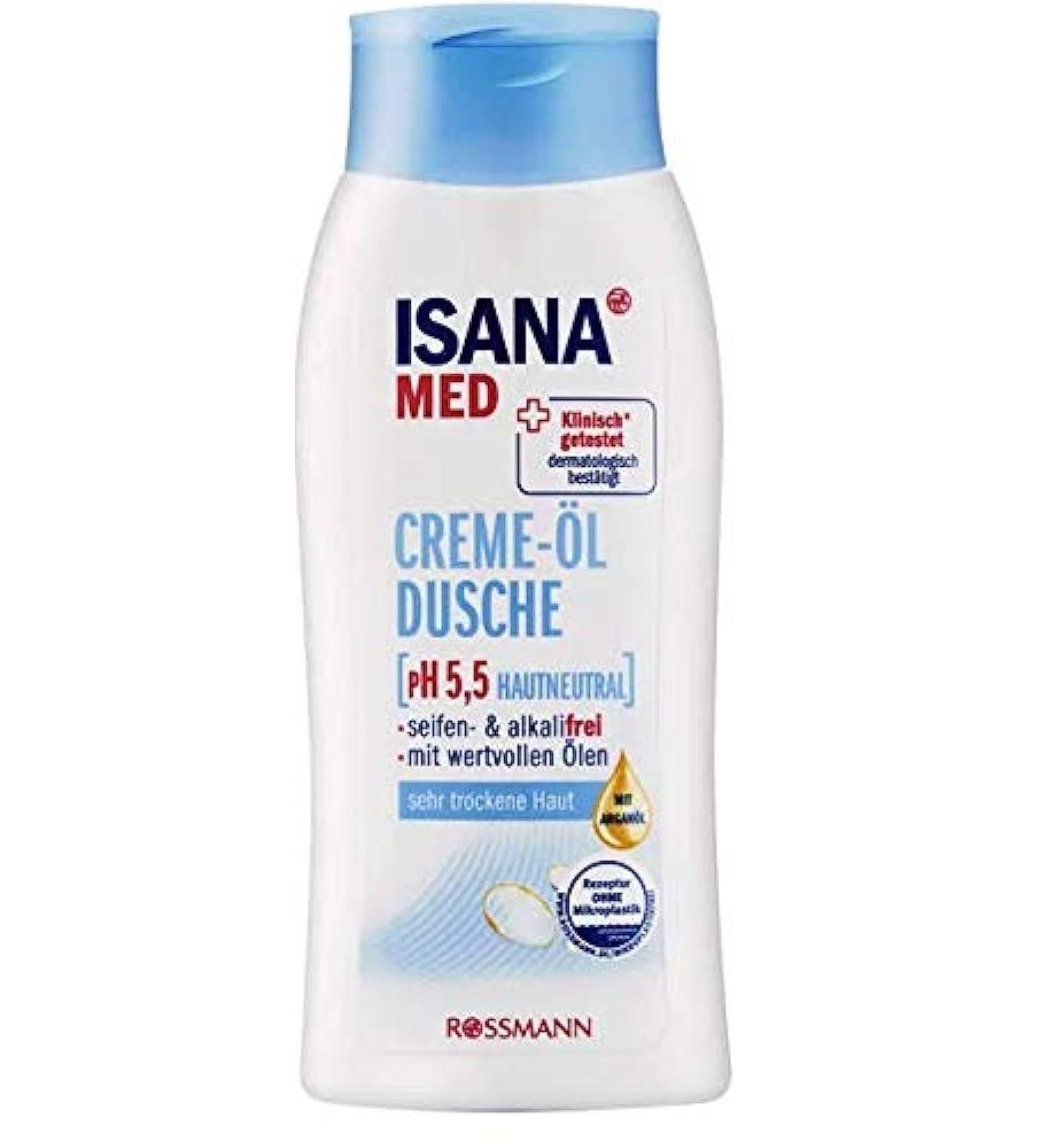 ISANA MED Cream Oil Shower - pH 5.5 Skin-Neutral Soap & Alkaline Free - with Valuable Oils - for Very Dry Skin - 250 ml