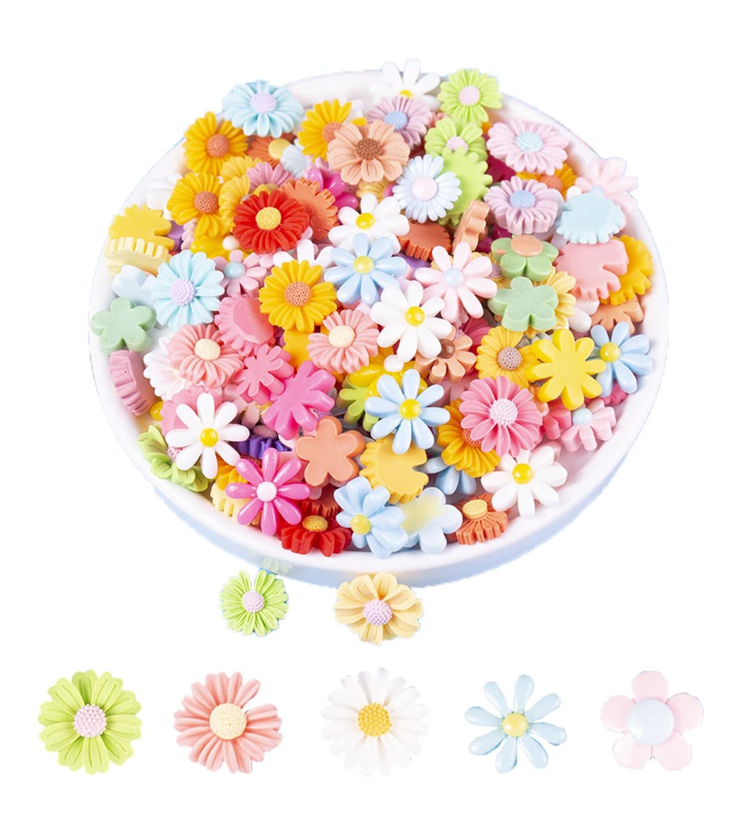 50Pcs Daisy Flower Resin Charms for DIY Jewelry Making and Crafts - Buy Online on GoSupps.com
