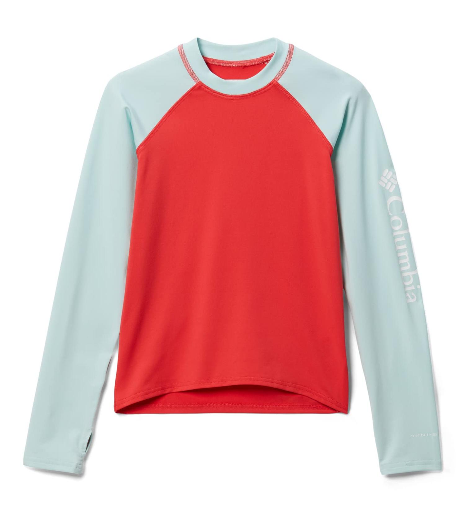 Columbia Kids' Sandy Shores Long Sleeve Sunguard - Red Hibiscus/Icy Morn - Large - Buy Online on GoSupps.com