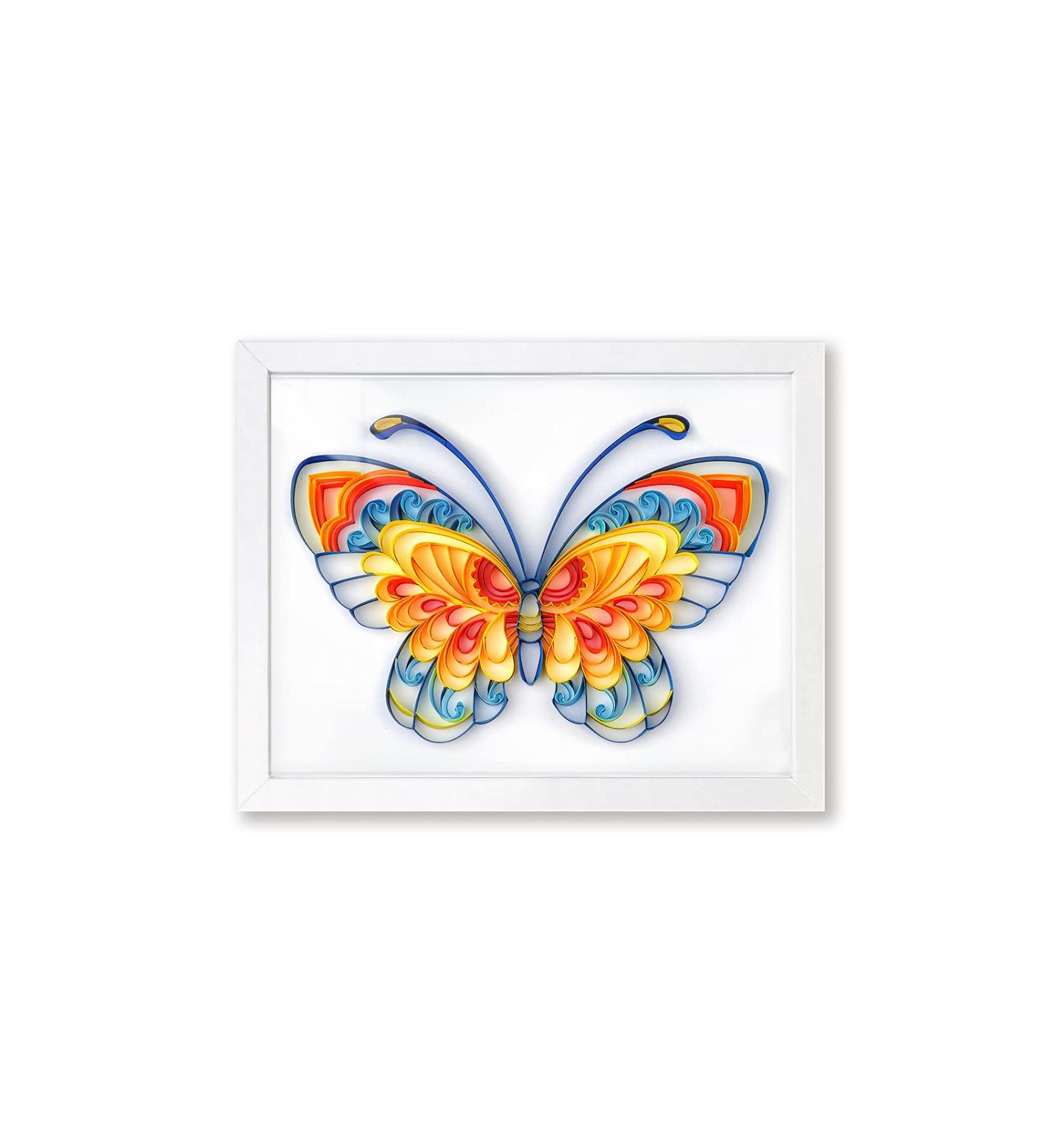 Blue Butterfly Quilling Kit for Adults - DIY Paper Filigree Painting Set with Quilling Tools - Home Wall Art Decor - Ideal Gift (Basic) - Buy Online on GoSupps.com