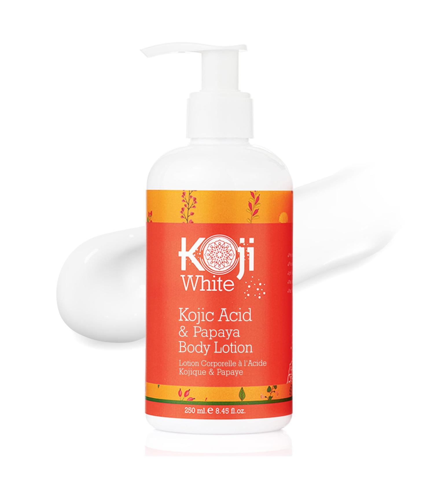 Koji White Kojic Acid & Papaya Body Lotion - Exfoliating Hydrating Moisturizing Skin Care for Sun-Damaged Skin Vegan Paraben-Free 8.45 Fl Oz (1 Bottle) - Buy Online on GoSupps.com