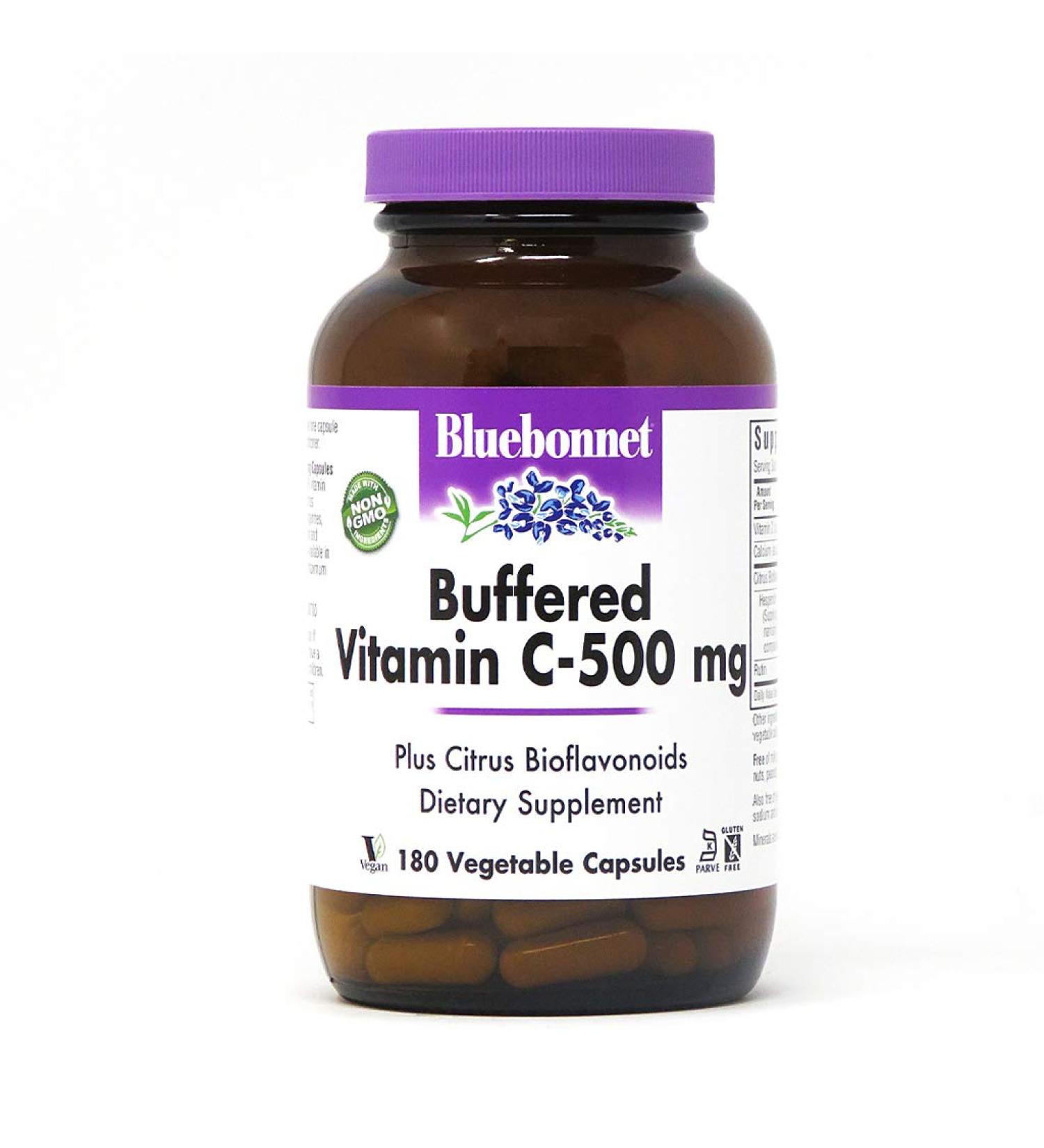 Bluebonnet Nutrition Buffered Vitamin C 500 mg - 180 Vegetable Capsules for Immune Support - Buy Online on GoSupps.com