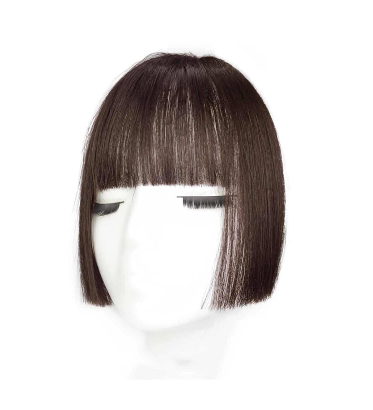 Bangs Hair Clip Clip in Hair Bangs Synthetic Hair Princess Cut Bangs Hair Piece Fringe Bangs Clip-on Quick Cosplay Bangs Hair Extensions Fake Straight Natural Fringe Hair for Women Bangs Clip in Hair Dark brown - Buy Online on GoSupps.com