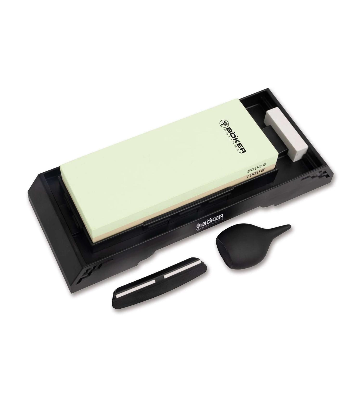 B ker Solingen Kombi Wasserstein 1000/6000 - Professional Dual-Sided Wet Grinder for Knives - Premium Sharp Station Grinding Stone Set - Buy Online on GoSupps.com