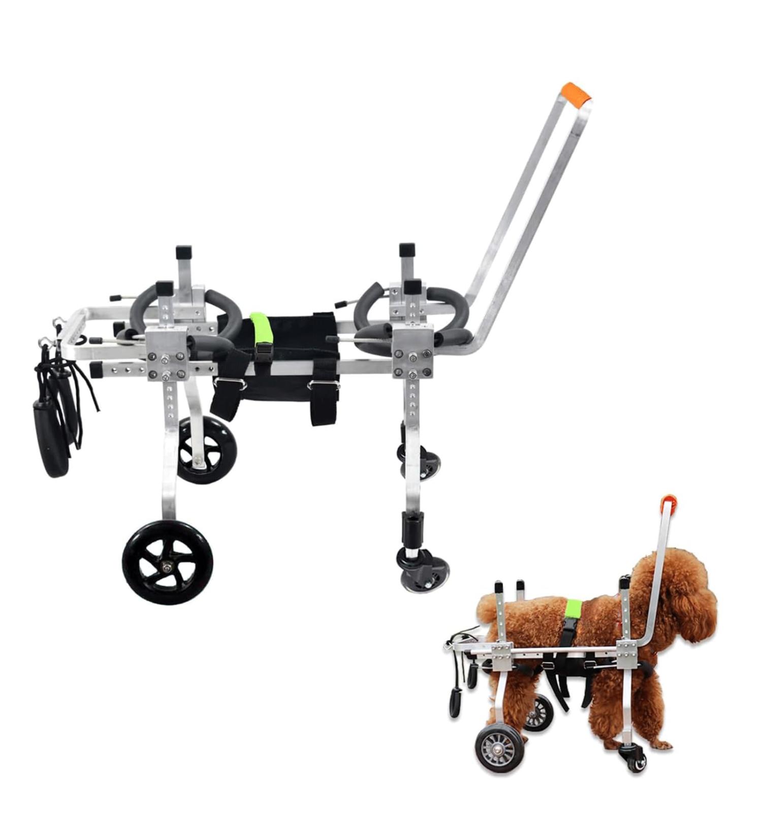 Dog Wheelchair Dog Wheelchair for Back Legs Adjustable 4 Wheel Pet Wheelchair with Handle for Small and Medium Sized Cats/Dogs Walk Tool Cart Portable XXXS - Buy Online on GoSupps.com