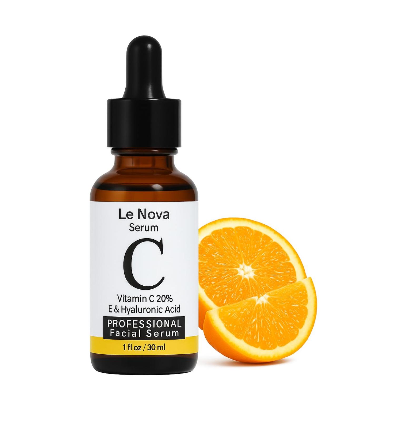 Le Nova Vitamin C Serum for Face Brightening Anti-Aging Hydrating & Fragrance-Free Lightweight Serum for Sensitive Acne-Prone & Dry Skin With Hyaluronic Acid Aloe Vera & Vitamin E 1 fl oz - Buy Online on GoSupps.com