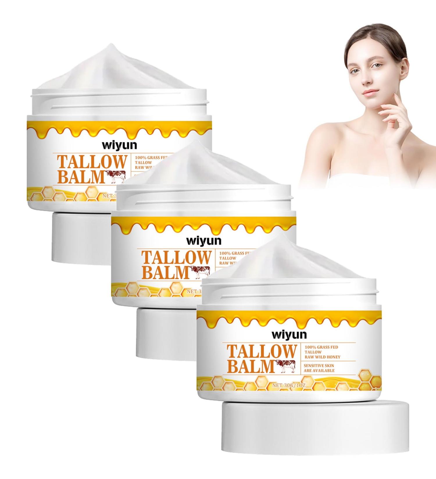 Beef Tallow Balm 3 Bottles Beef Tallow Cream Beef Tallow Skin Care Beef Tallow Cream for Skin Care Whipped Face and Body Moisturizer for All Skin Types - Buy Online on GoSupps.com