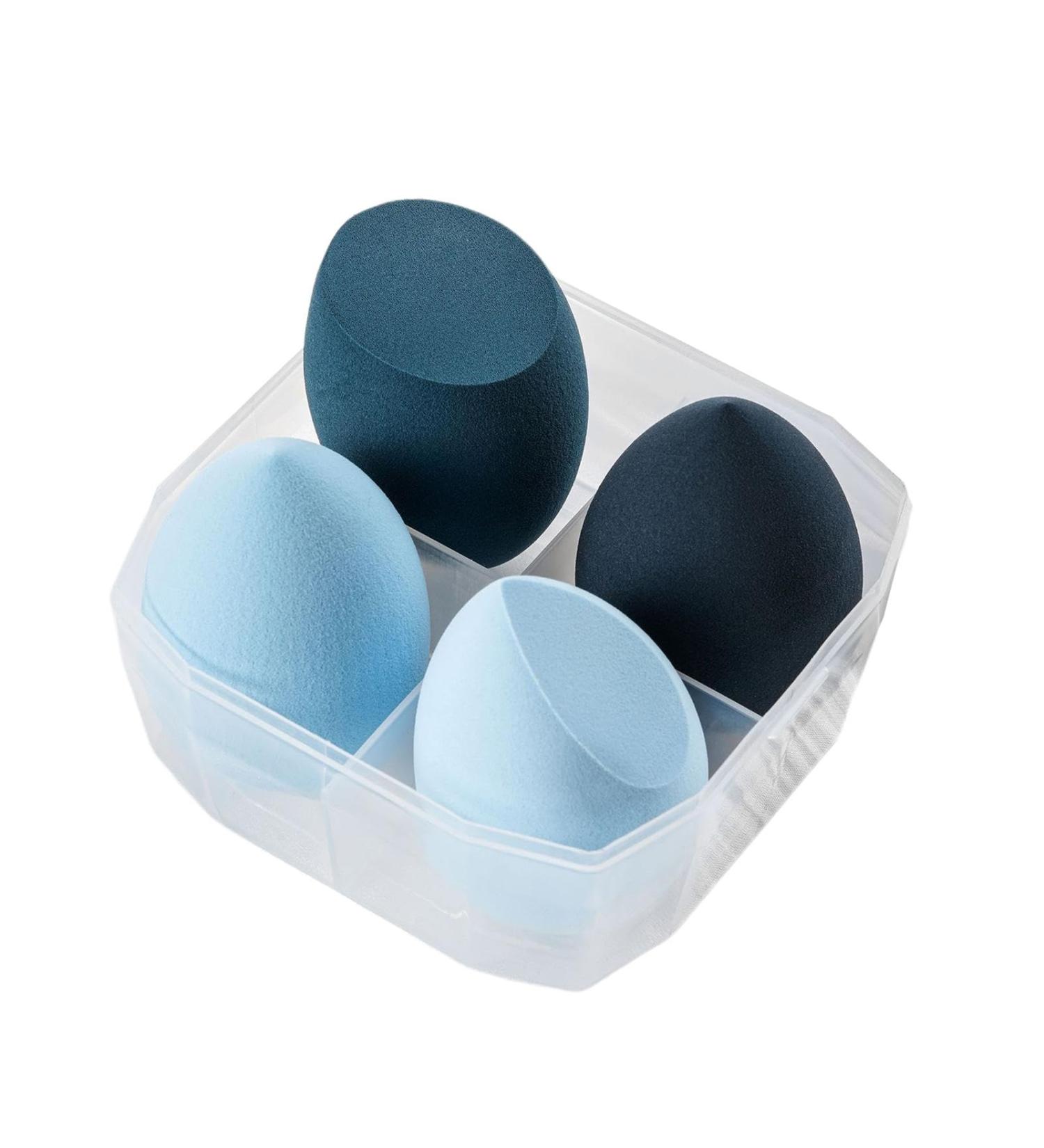 Blender Sponge - Foundation Sponge Cosmetic Applicator | 4 Latex- Multi-colored Beauty Sponges for Makeup Makeup Sponge for Perfect Application Of Liquid Cream And Powder Cosmetics Blue - Buy Online on GoSupps.com