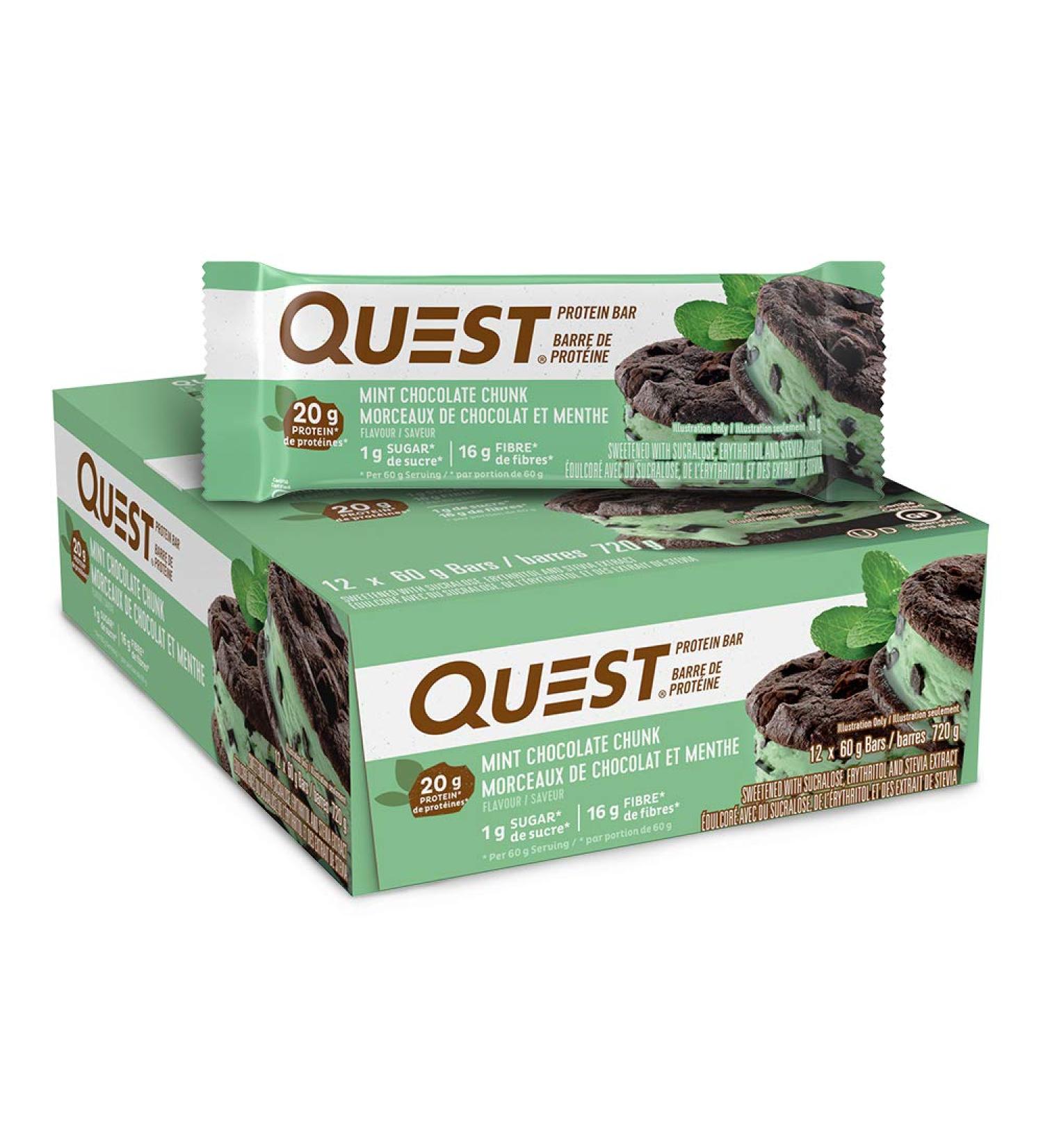 Quest Nutrition Bar Mint Chocolate Chunk 12 Bars - 720g | Delicious Snack with Mint Chocolate Flavor - Buy Online on GoSupps.com