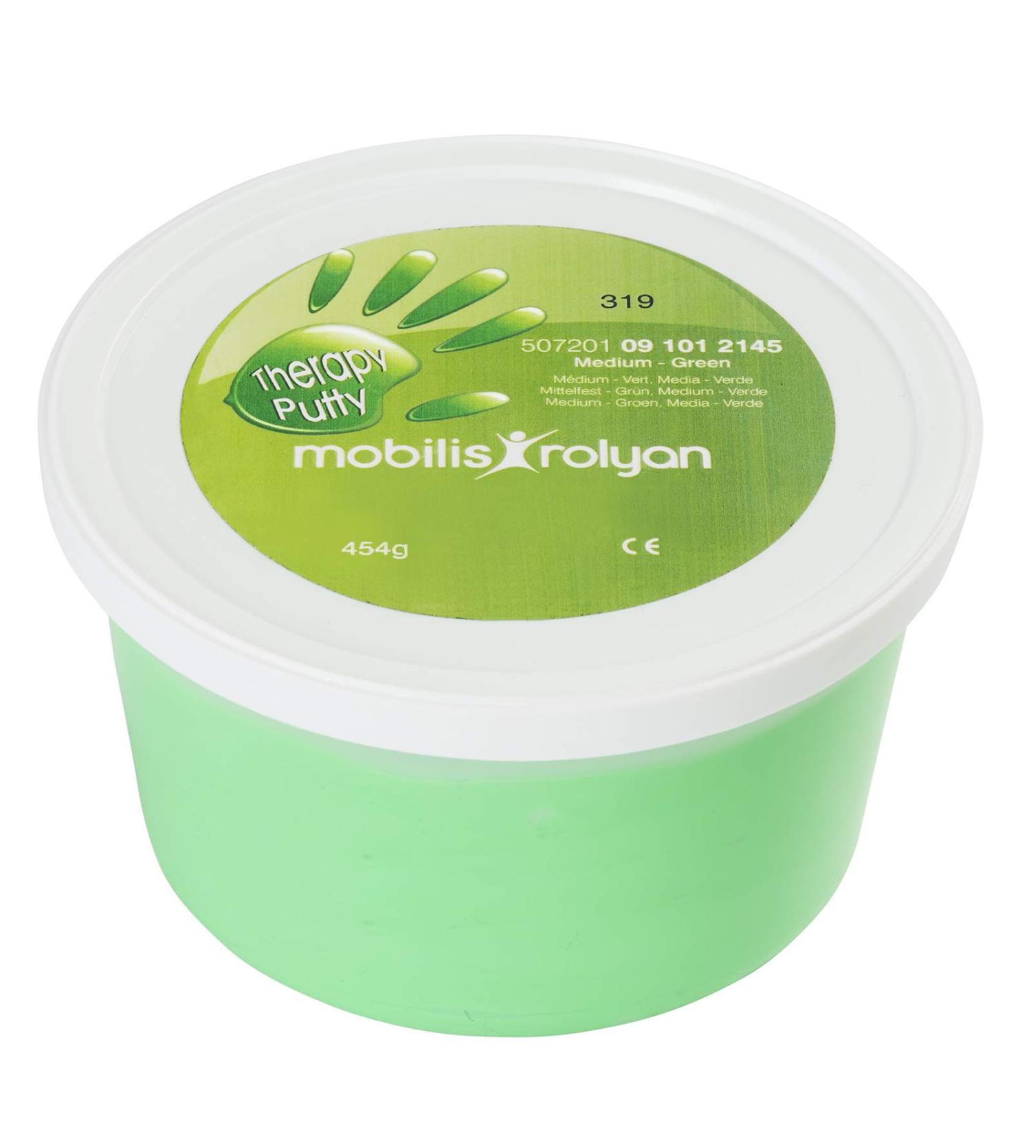 Rolyan Therapy Putty for Physical Therapeutic Hand Exercises Flexible Putty for Finger and Hand Recovery and Rehabilitation Strength Training Occupational Therapy 1 x 454g Medium Green Green 1 x 454g