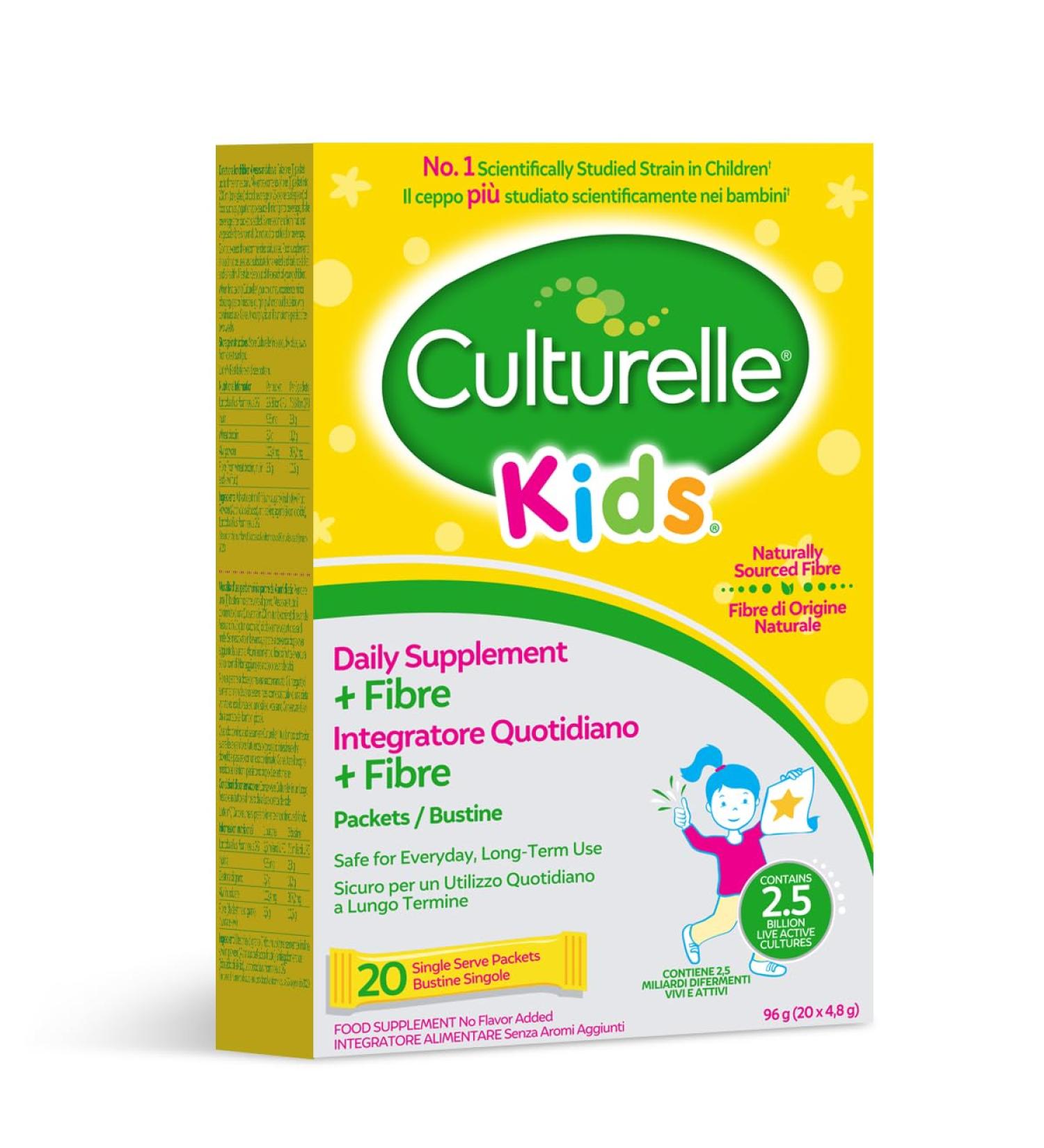 Culturallle Kids Probiotic - 20 Strains 2.5 Billion Cultures Natural Fiber | Vegan Lactobacillus Rhamnosus GG for Healthy Children - Buy Online on GoSupps.com