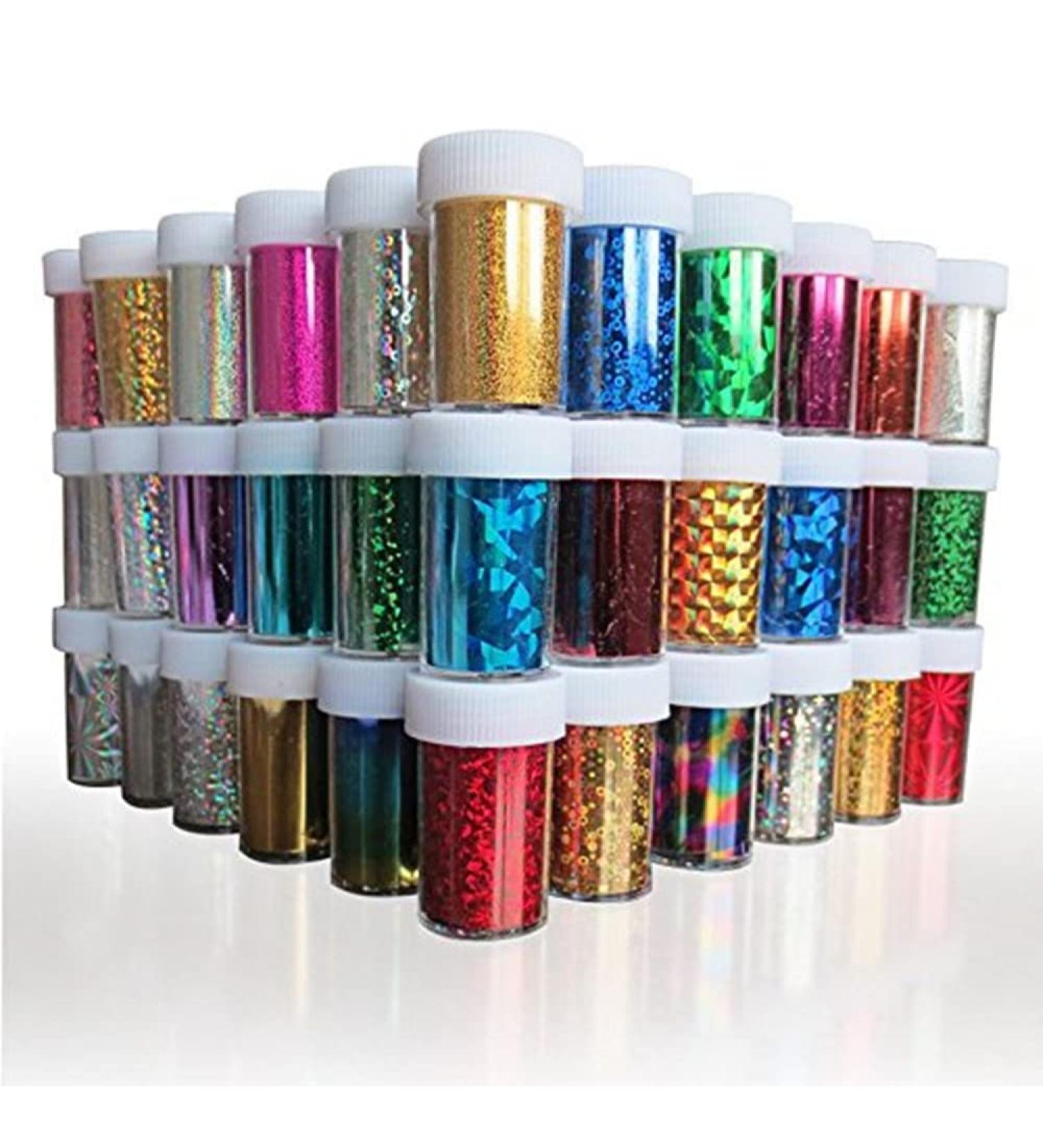 XICHEN Starry Sky Nail Art Stickers - 24 Colors DIY Foil Transfer Adhesive Glitters | Acrylic Nail Decoration (4cm*100cm) - Buy Online on GoSupps.com