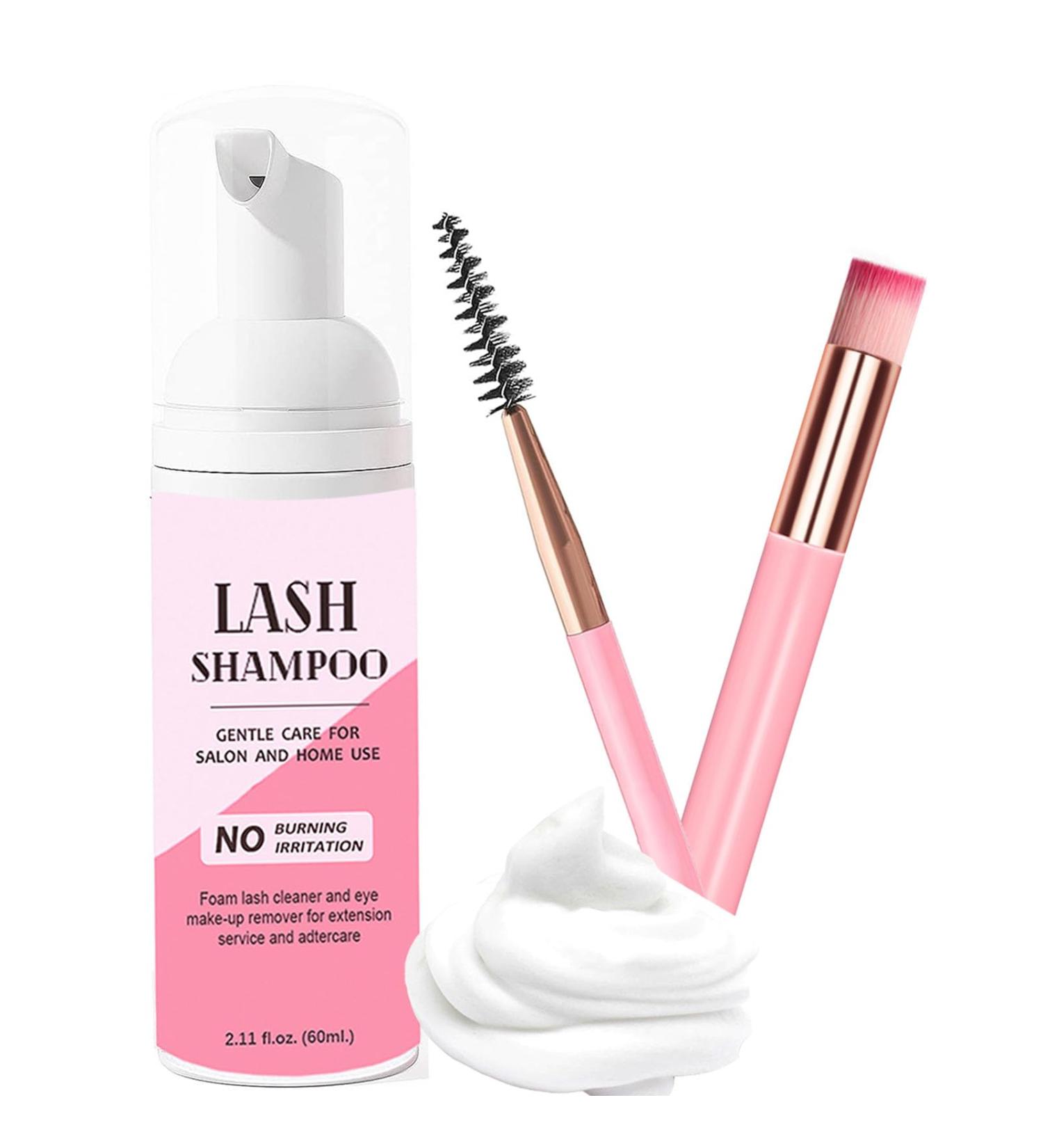 Eyelash Extension Cleanser - AREMOD 50ml Lash Shampoo | Pink Lash Brush for Salon & Home Use - Buy Online on GoSupps.com