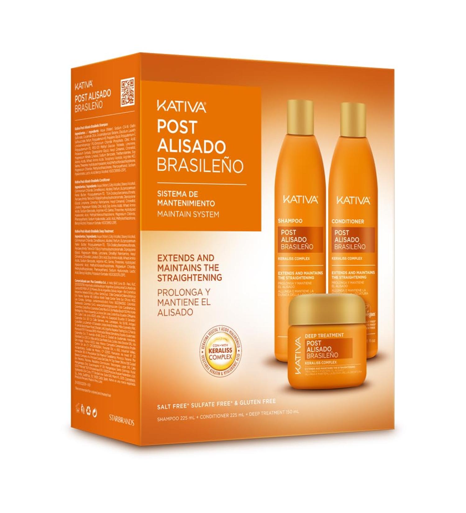  KATIVA KATIVA 3 x 225 ml Brazilian Straightening with Vegetable Keratin and Hyaluronic Acid - Buy Online on GoSupps.com