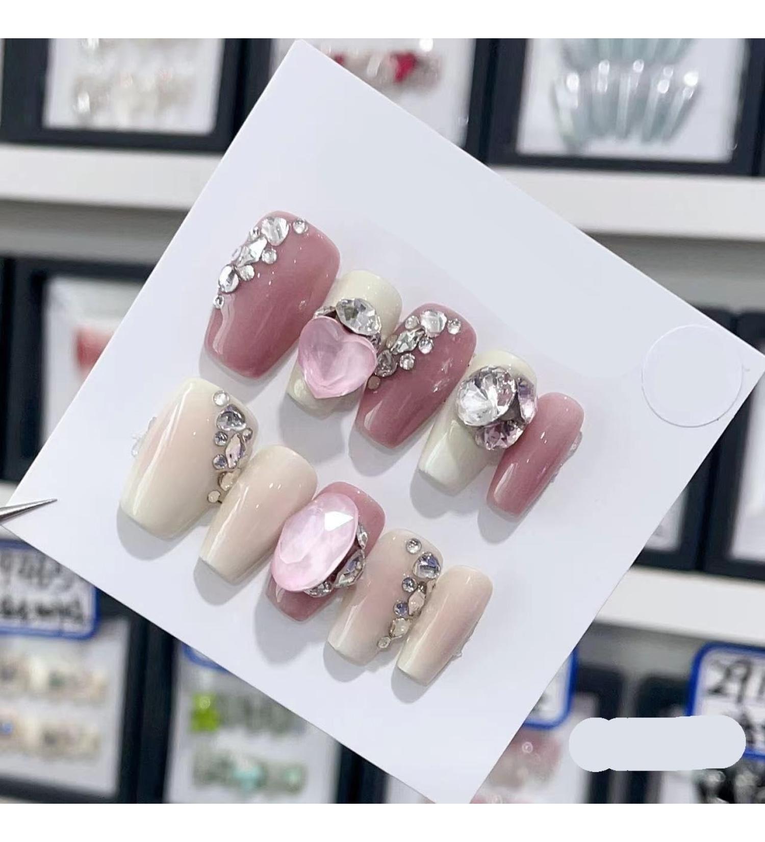 Removable and wearable nail art French Almond Ombre Handmade Press On Nails Long Acrylic False Nail Tips InNail (Color : 29174 Size : M) - Buy Online on GoSupps.com