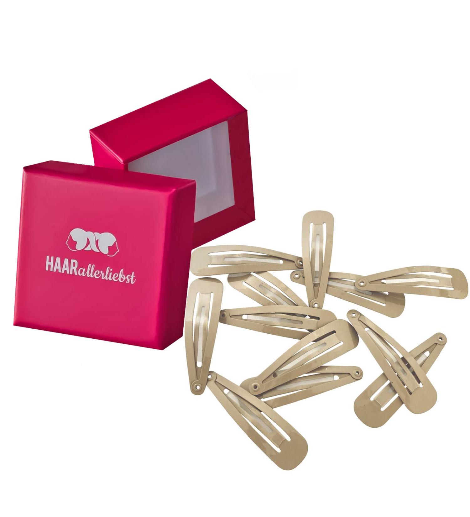 Hair-Minded Anti-Slide Grip Hair Clips for Blonde Hair | 12 Pack Beige Clips with Pink Storage Box | 5cm - Buy Online on GoSupps.com