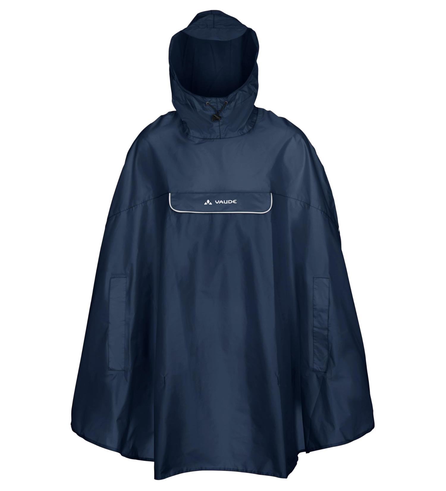 VAUDE Valdipino Waterproof Rain Poncho for Women & Men - Outdoor Rain Protection with Integrated Pocket - L Marine - Buy Online on GoSupps.com