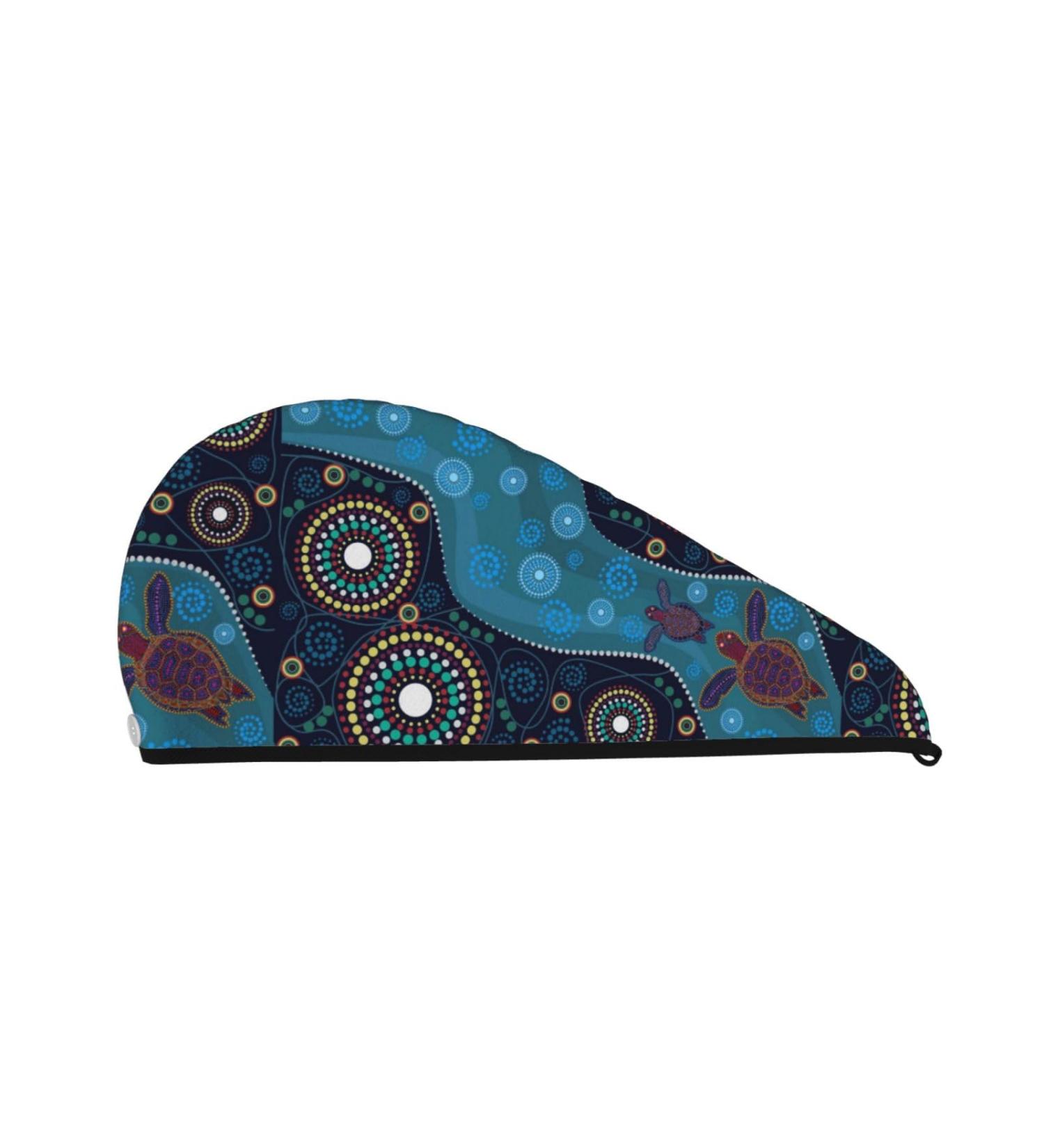 Hair Towel Wrap - Quick Drying Towel Turban with Button | Bohemian Turtle Design - Buy Online on GoSupps.com