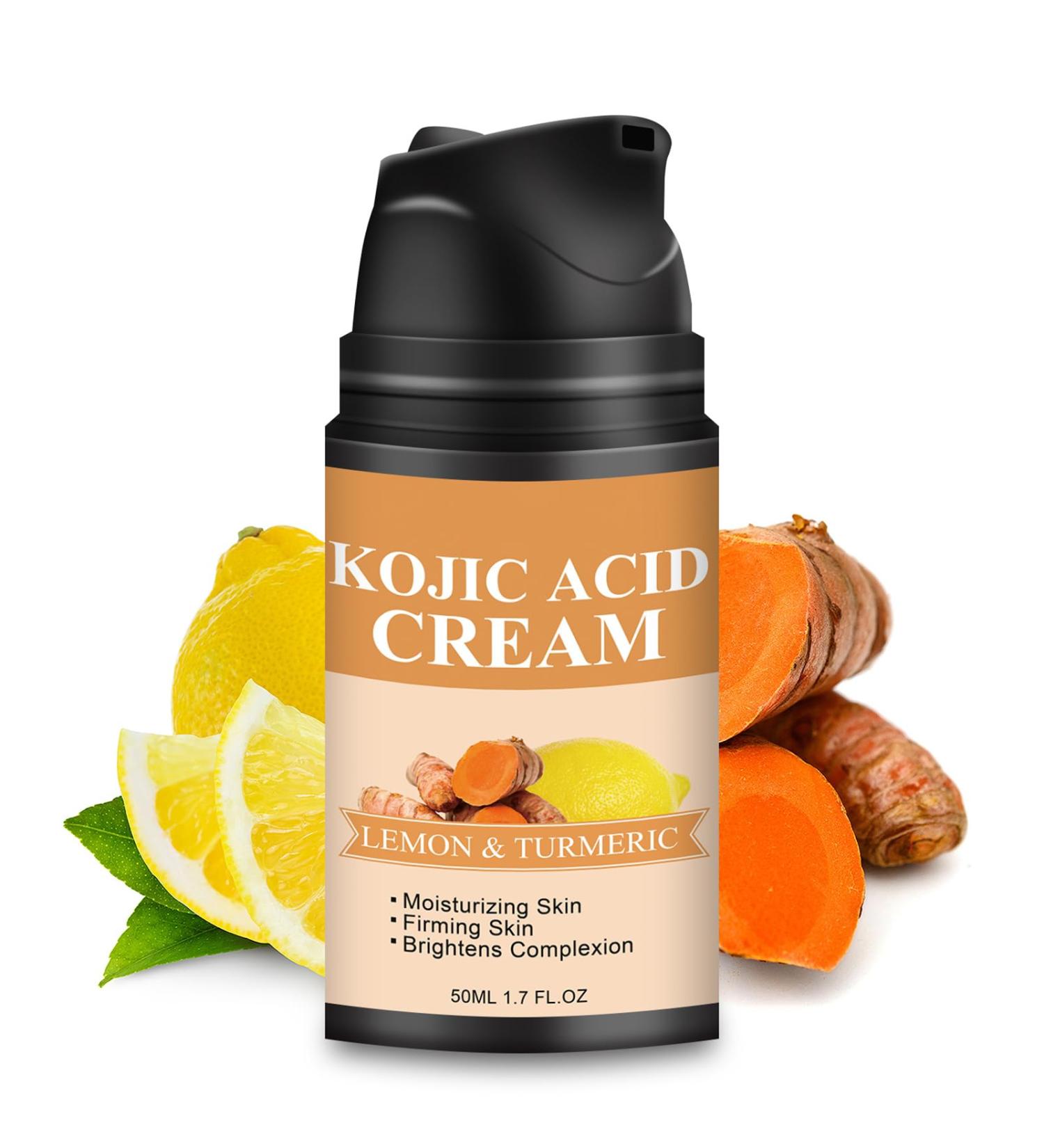 Kojic Acid Face Cream with Turmeric - Moisturiser Face Women - Kojic Acid Face Moisturiser Skin Lightening Cream with Vitamin C - Dark Spot Remover for Face Reduce Dullness Radiance Elasticity - Buy Online on GoSupps.com