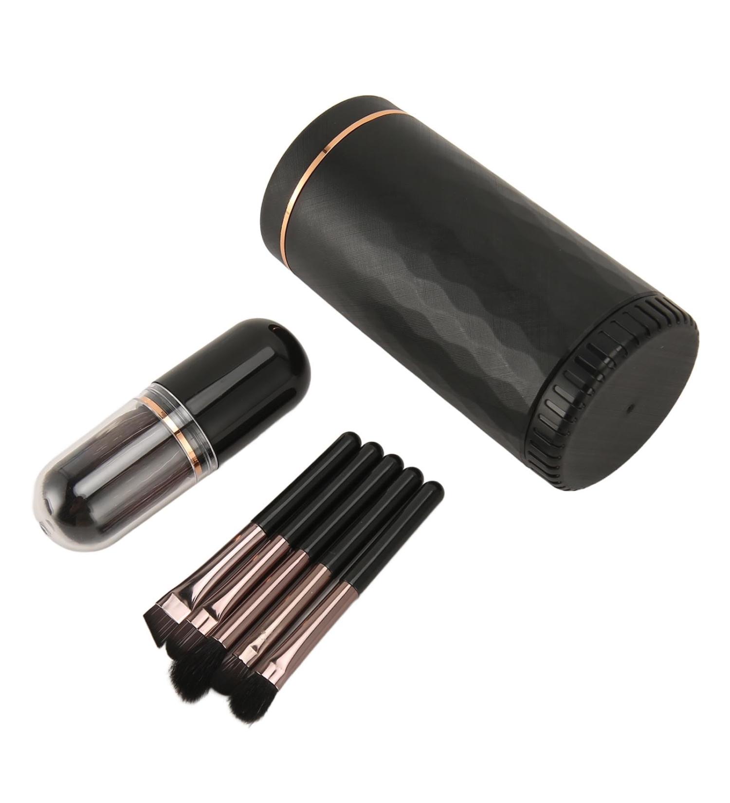 Travel Makeup Brushes Set Cosmetic Brushes Set with Mirror Cap Soft Hair Brush Multifunctional Eyeshadow Brushes (Black) - Buy Online on GoSupps.com