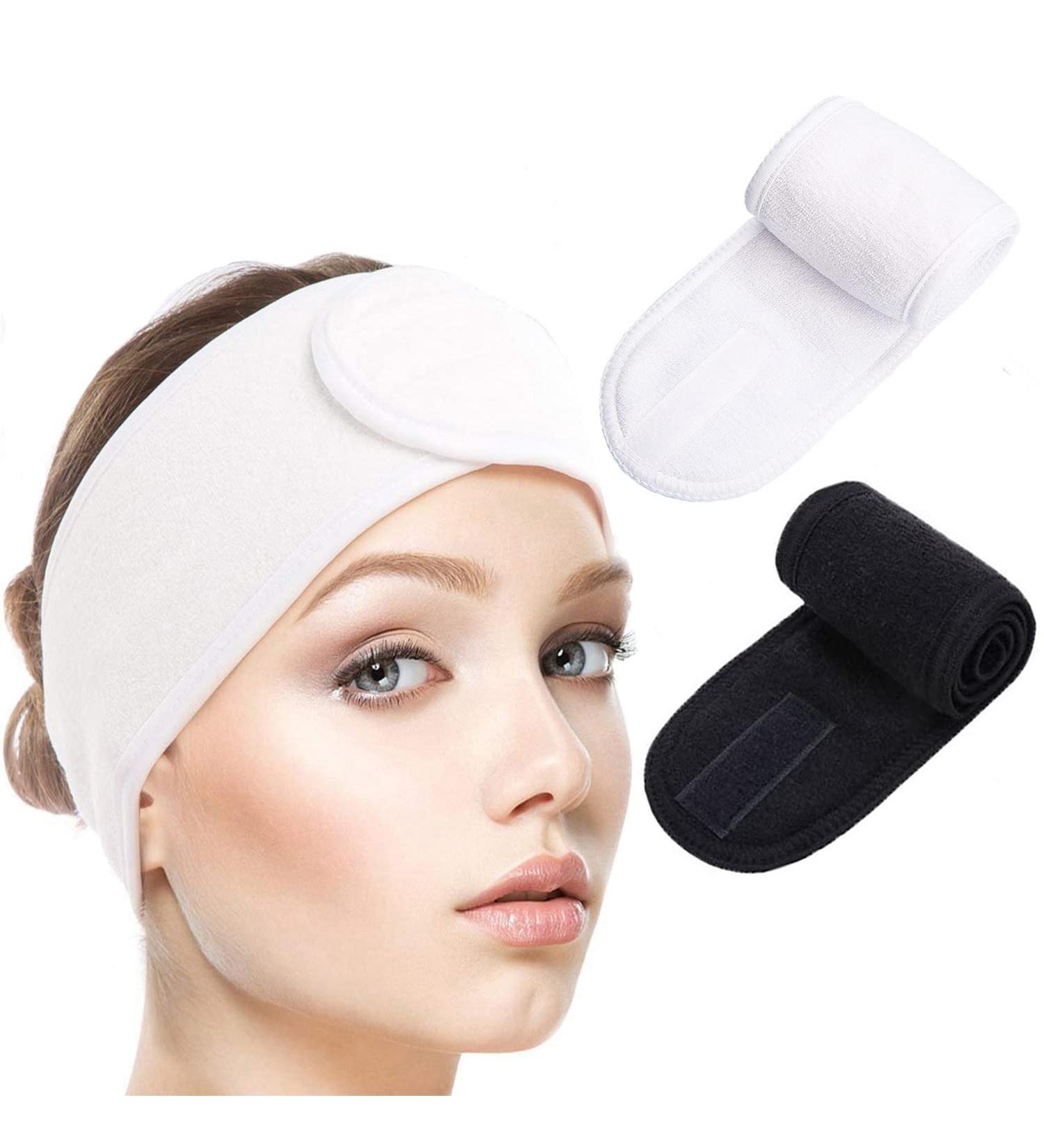 Buy 2-Piece Spa Hair Band Set | Terry Cloth Makeup & Sports Headband for Yoga | Black & White - Buy Online on GoSupps.com