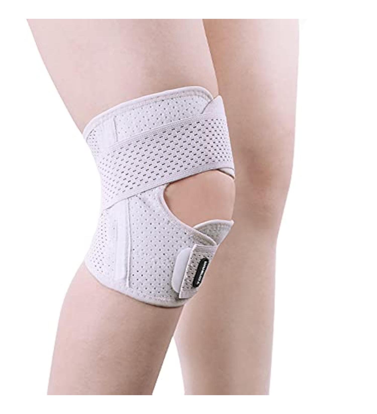 Adjustable Knee Brace for Meniscus Tear & Ligament Strain - Patellar Tendon Sleeve Support for Running Basketball Gym & Sports - Off-White X-Large - Buy Online on GoSupps.com