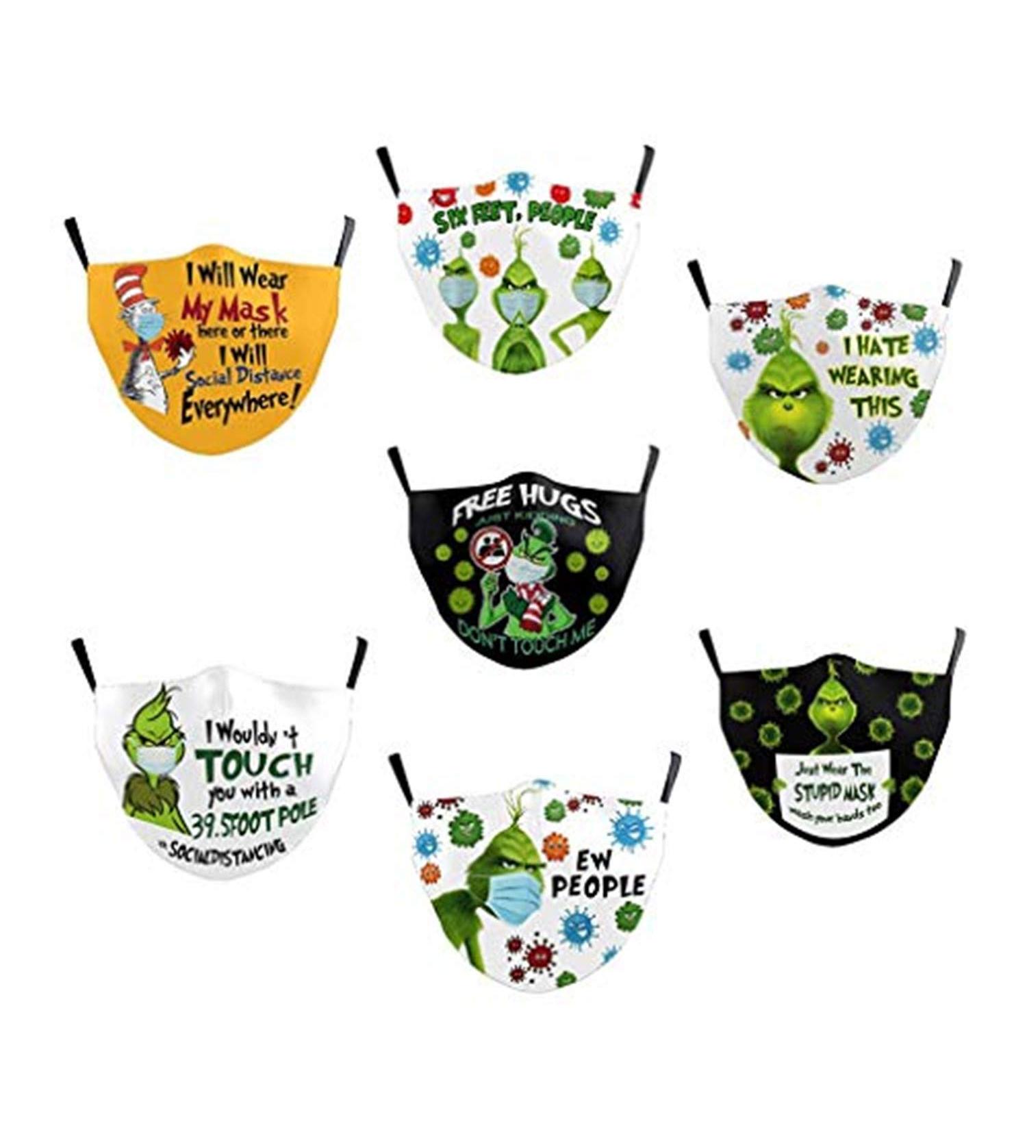 Youning Unisex Christmas 3D Print Face Masks - Funny Motifs Washable Multifunctional Neck Bandana & Dust Protection with Filters (7 PCs) - Buy Online on GoSupps.com
