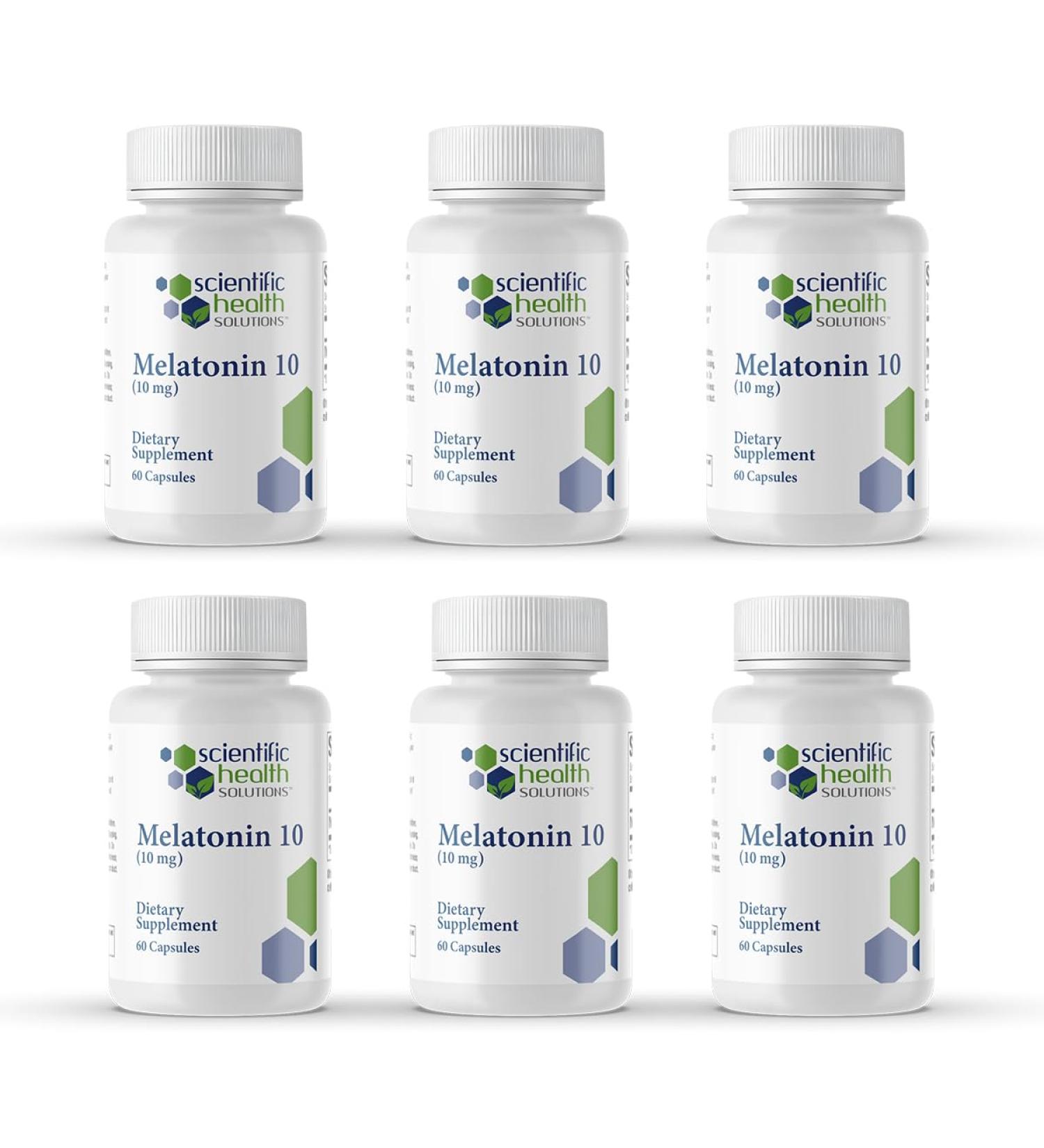 Scientific Health Solutions Melatonin 10mg | Extra Strength Melatonin in Easy-to-Swallow Capsules | Vegan Non-GMO & Gluten-Free | US-Made Extra-Strength (6-Pack) - Buy Online on GoSupps.com