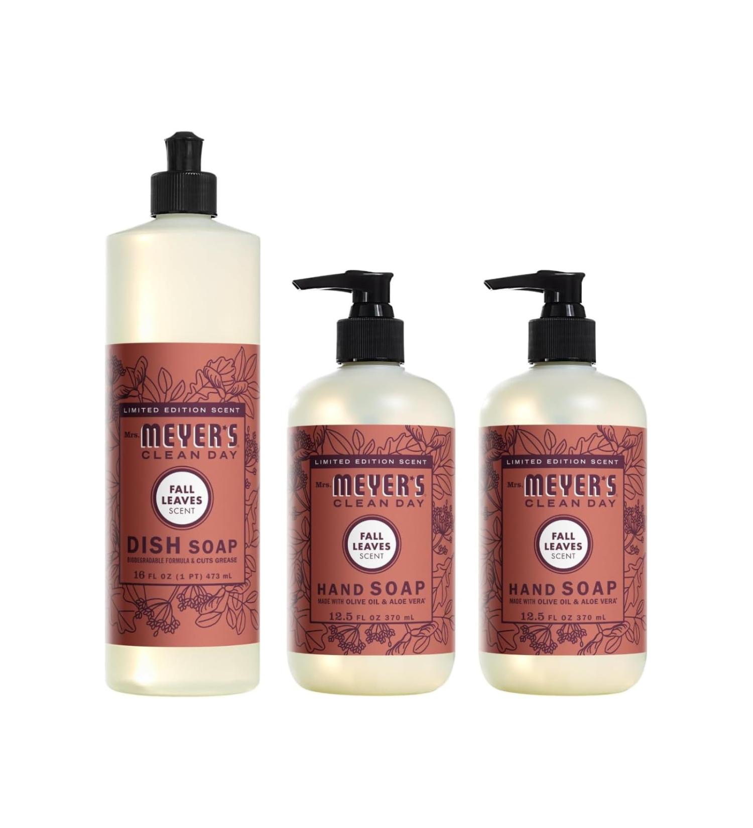Mrs. Meyer's Clean Day Variety - Fall Leaves Hand Soap & Dish Soap Set | 12.5 OZ & 16 OZ | International Shipping Available - Buy Online on GoSupps.com