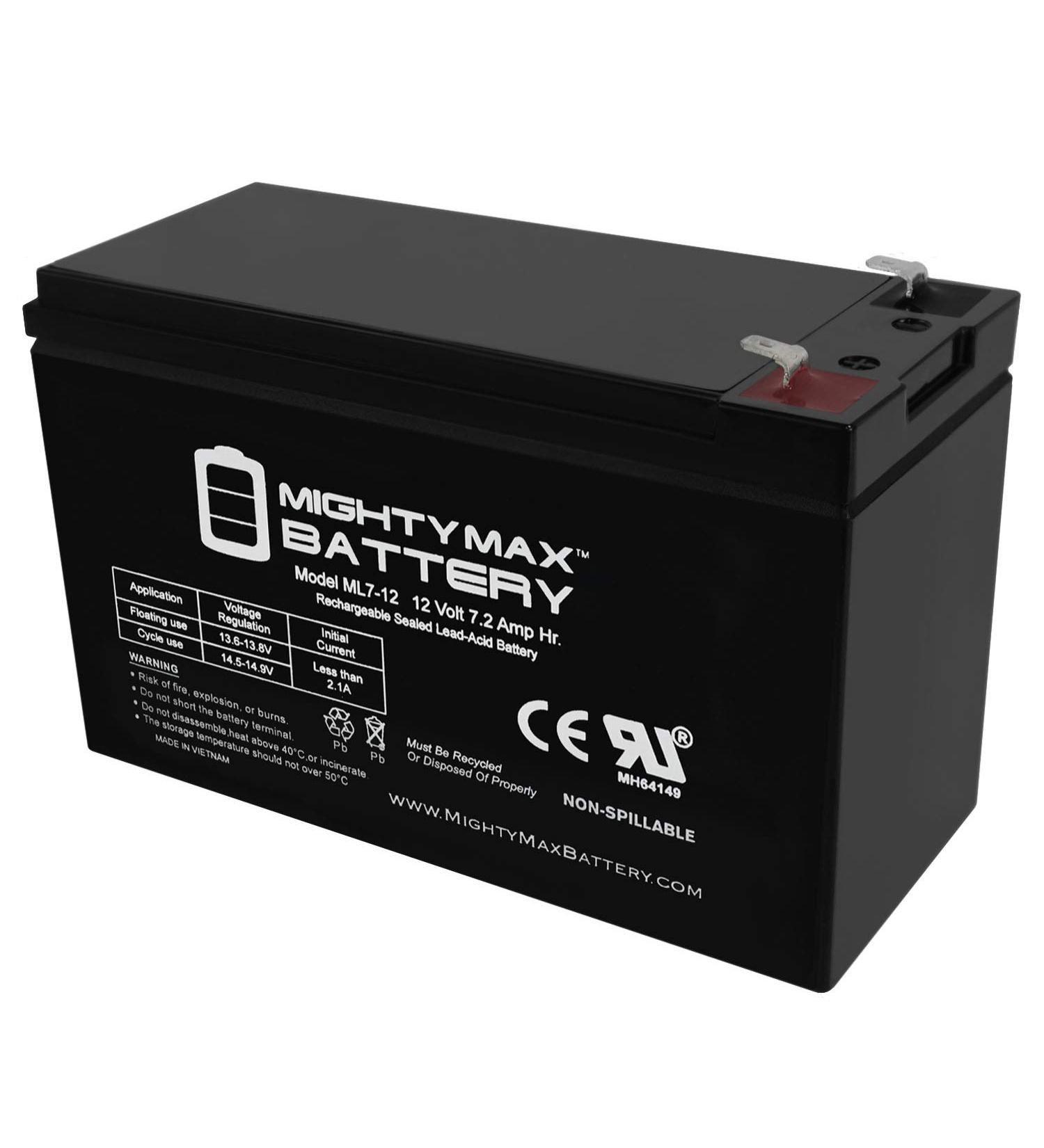 Mighty Max Battery ML7-12 - 12V 7.2AH | Replaces Sunbright 6-FM-7.0 | International Shipping Available - Buy Online on GoSupps.com