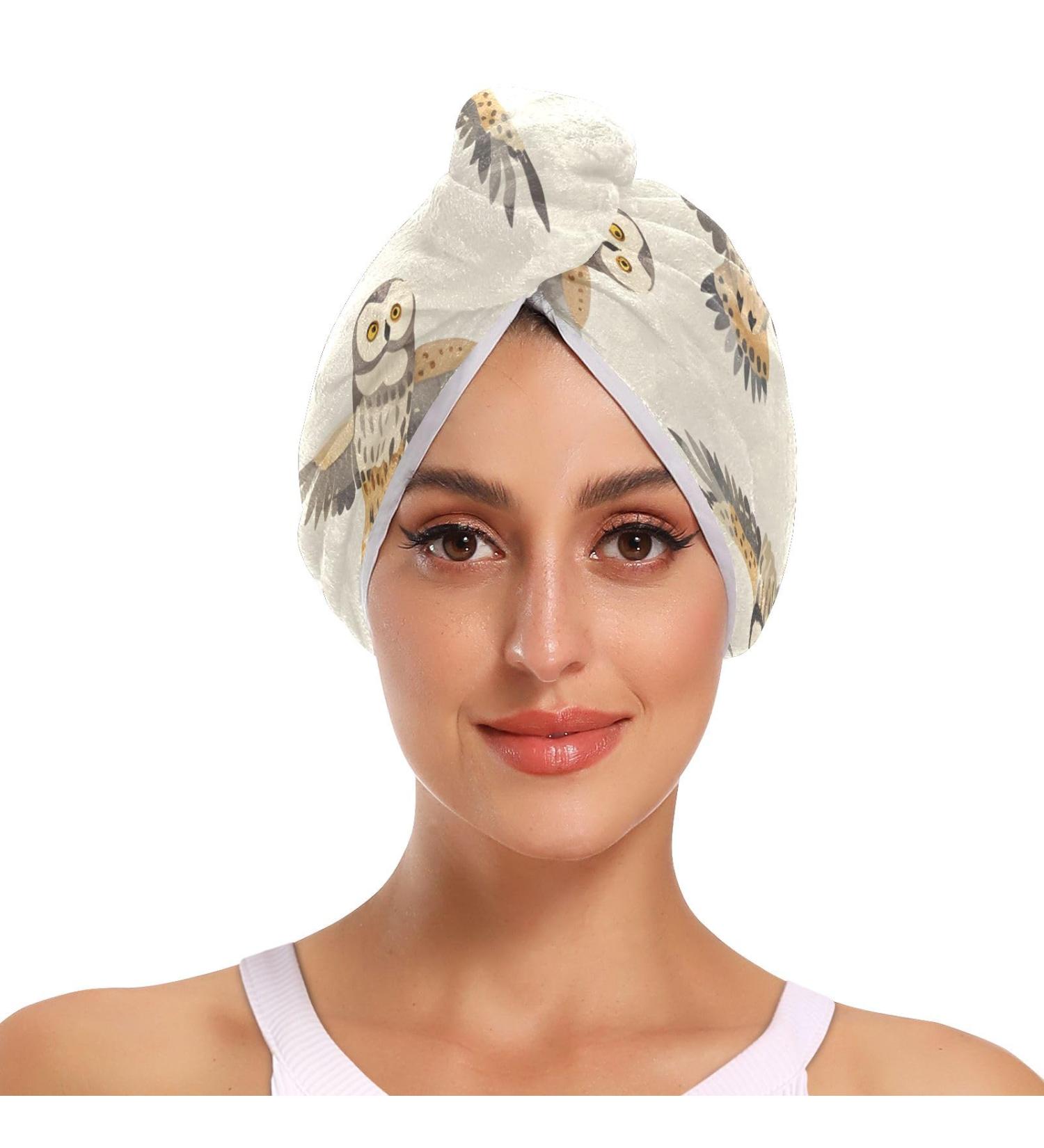 Flying Owl Hair Towel 2 Pack - Super Absorbent Quick Dry Hair Turbans for Women & Girls | Stylish & Efficient Hair Drying Solution - Buy Online on GoSupps.com