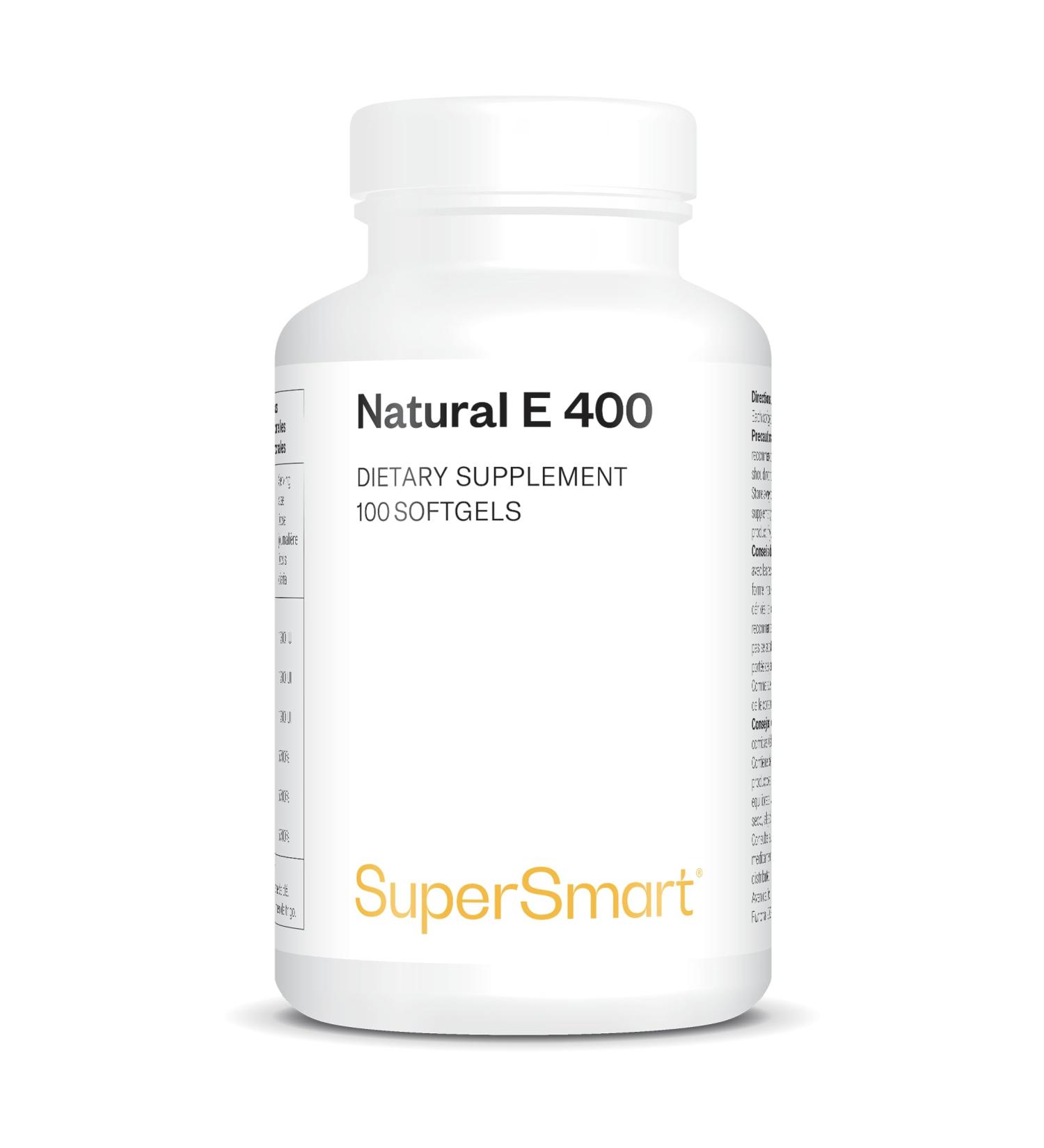 Vitamine E Naturelle - (D-Alpha Tocoph rol) - Bonne Sant de la Peau et des Cheveux - Aide Prot ger les Cellules Contre le Stress Oxydatif - 100 Softgels - Sans Gluten - SuperSmart - Buy Online on GoSupps.com