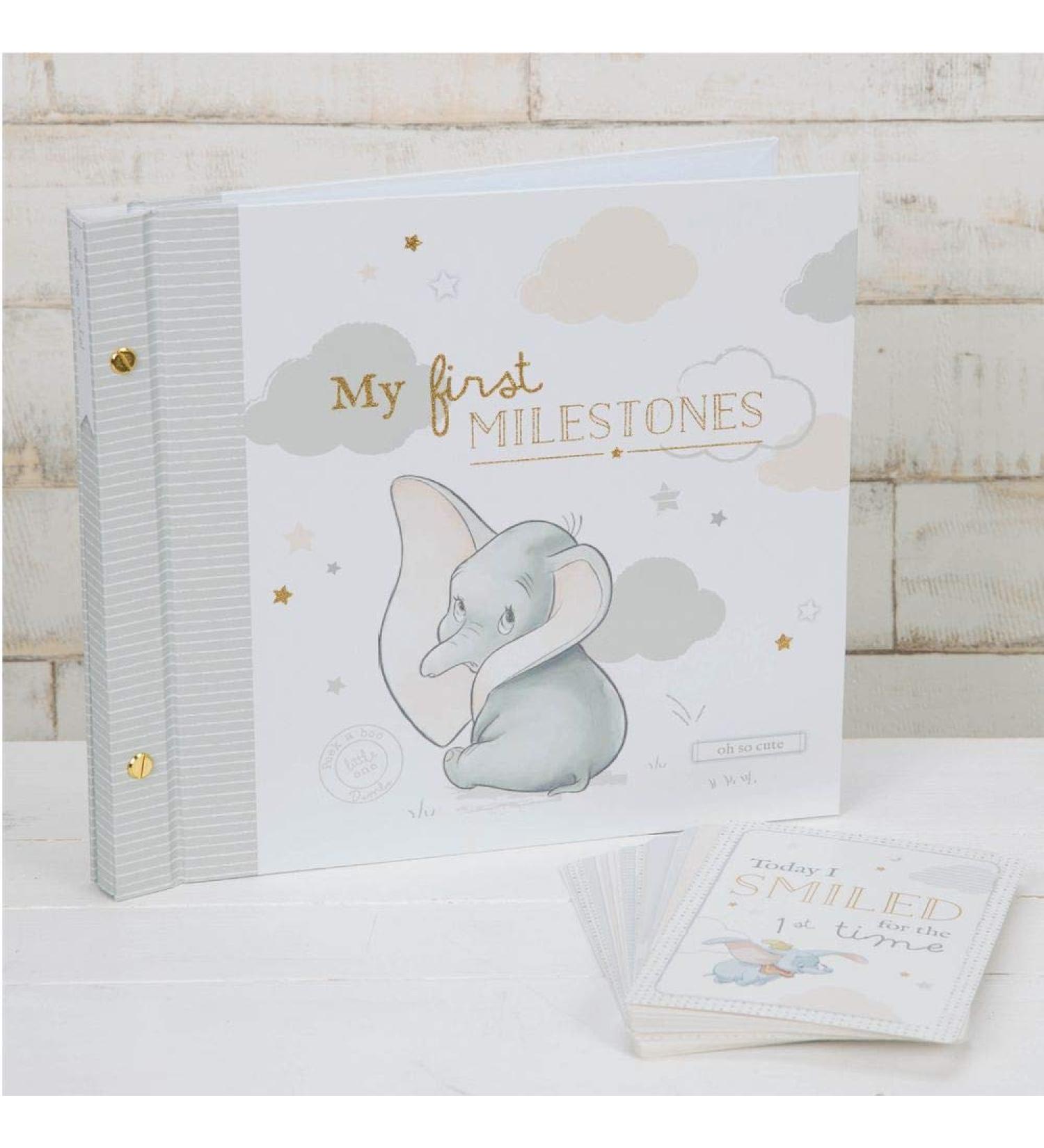 Disney Baby Dumbo Elephant Photo Album & Milestone Card Set | Keepsake Photo Album for Babies | Official Disney Baby Product - Buy Online on GoSupps.com