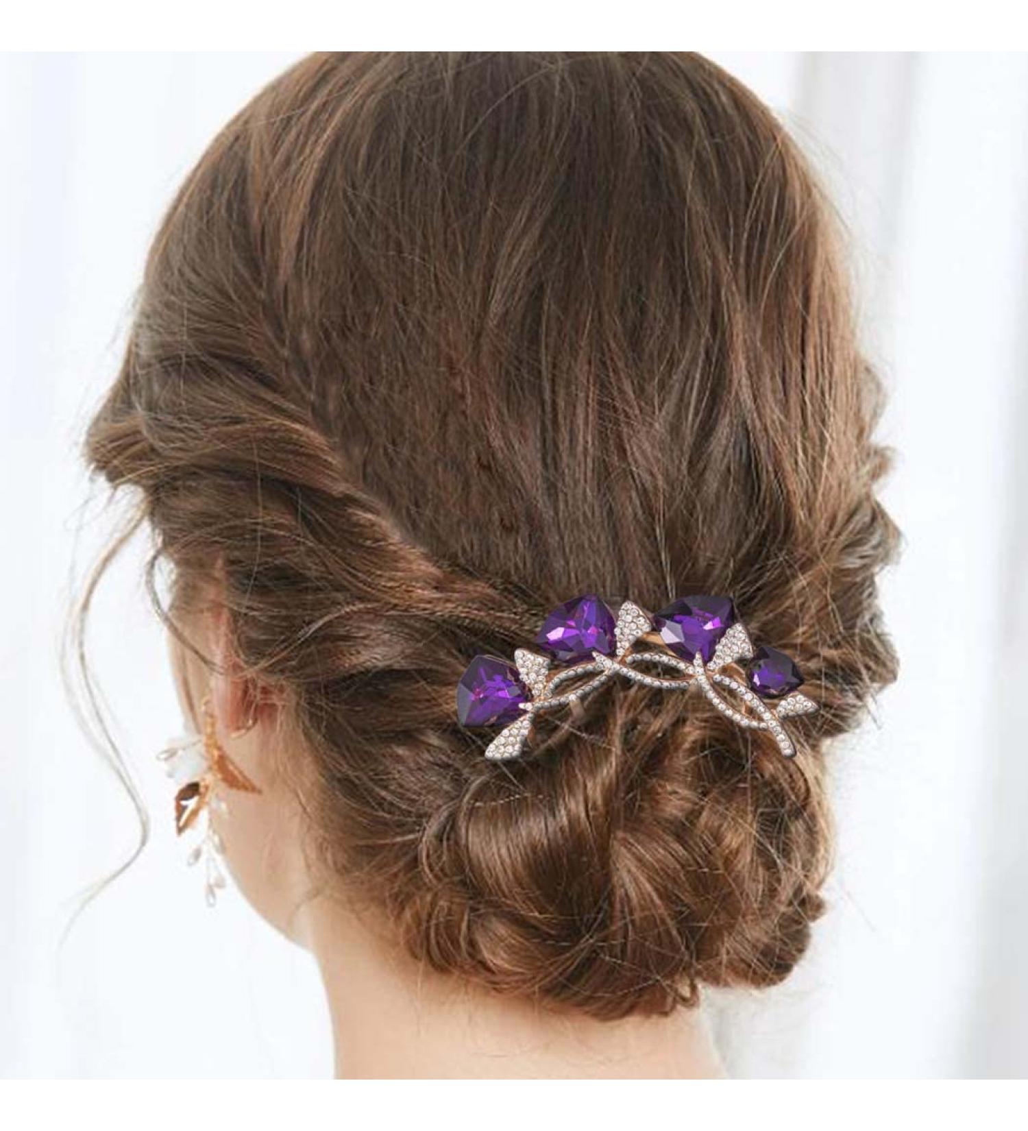 Bohend Rhinestone Hair Comb Crystal Hair Pieces Wedding Hair Accessories Jewelry for Women and Girls (Purple) - Buy Online on GoSupps.com