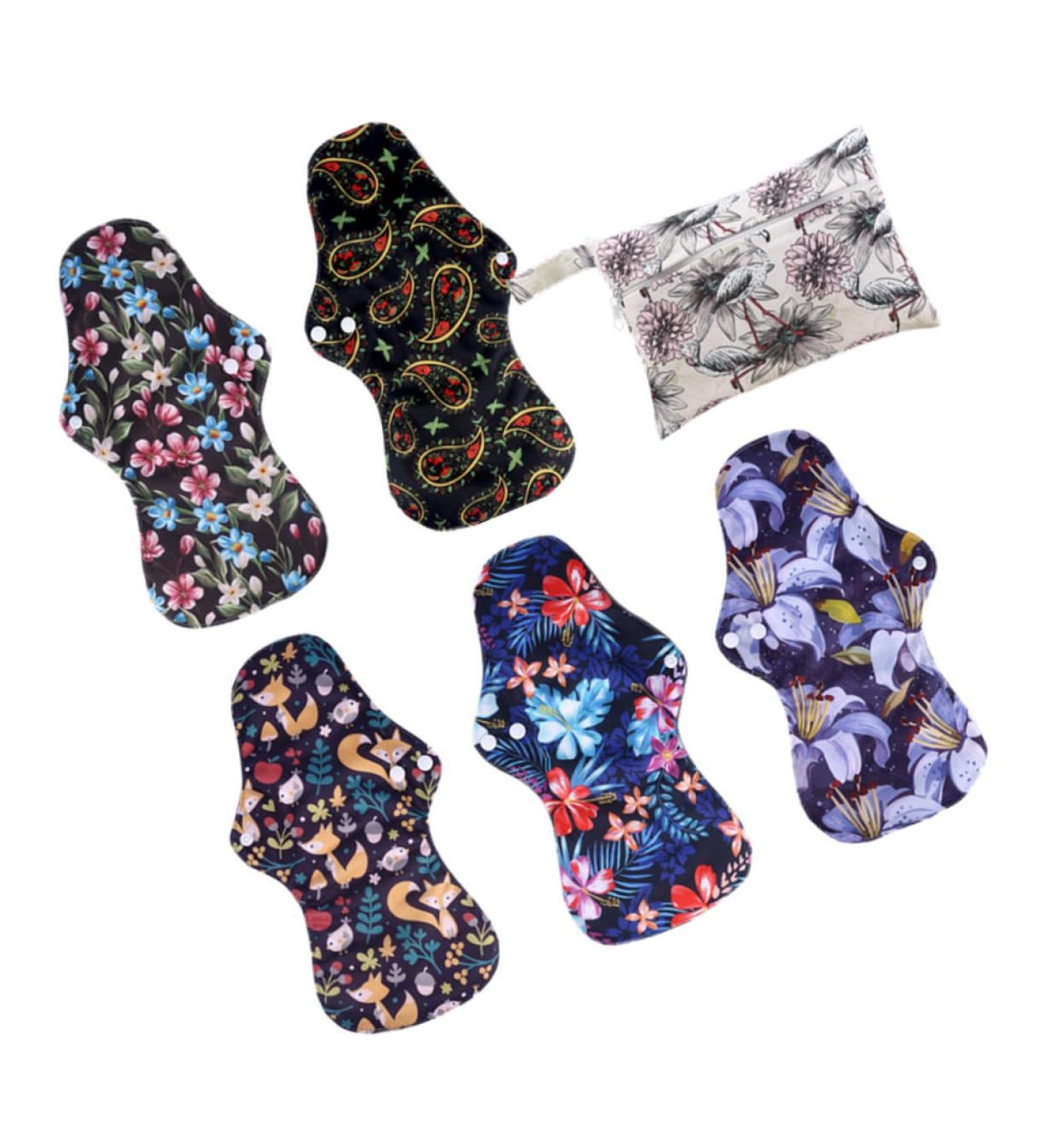 Healifty 6pcs Bamboo Washable Menstrual Pads | Organic Nursing Pads | Super Absorbent | Assorted Colors | 1 Pack - Buy Online on GoSupps.com