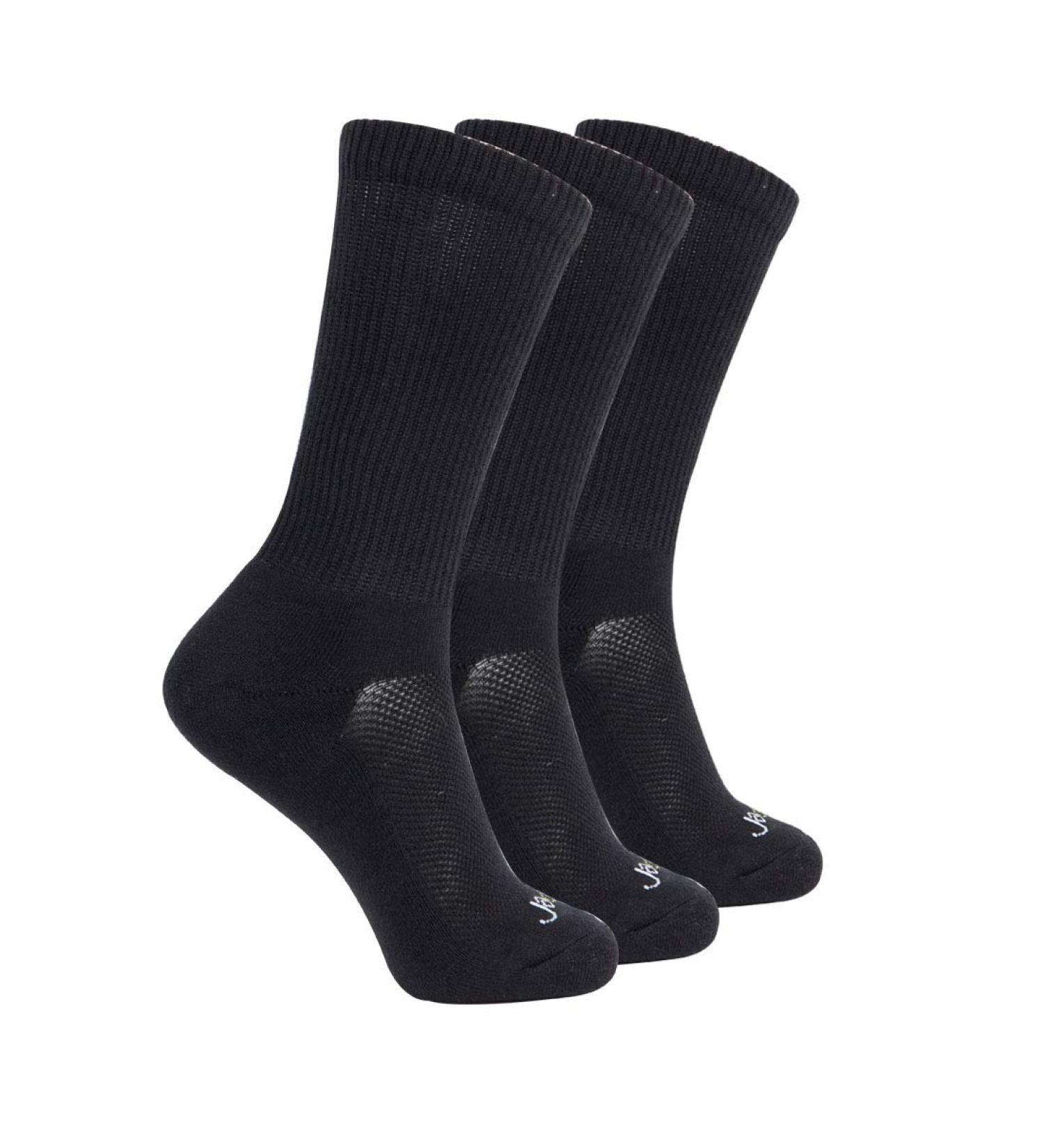 JAVIE Bamboo Diabetic Crew Socks - Non-Binding Merino Wool, Odor Resistant - 3 Pairs/Black - Buy Online on GoSupps.com