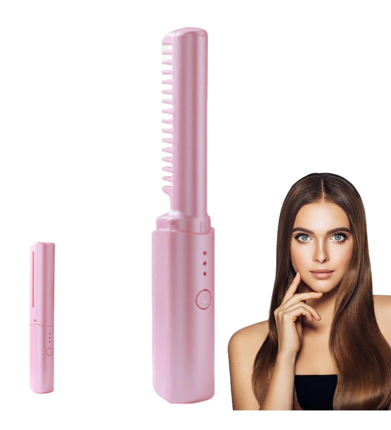 Portable Mini Hair Straightener Brush - Cordless USB Rechargeable 3 Adjustable Temperatures Anti-Scald All Hair Types | International Shipping - Buy Online on GoSupps.com