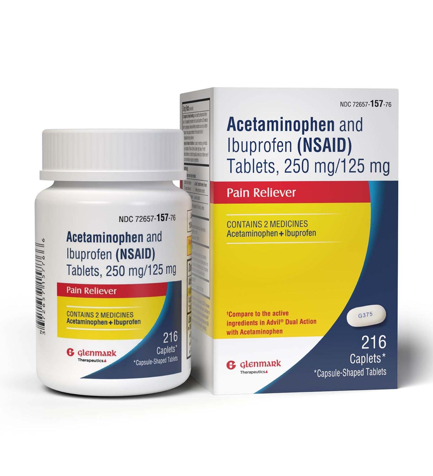 Dual Action Acetaminophen 250mg and Ibuprofen 125mg Caplets Up to 8h of Pain Relief for Minor Aches and Pain Headaches Toothache Backache Menstrual Cramps Minor Arthritis Pain 216 Count - Buy Online on GoSupps.com