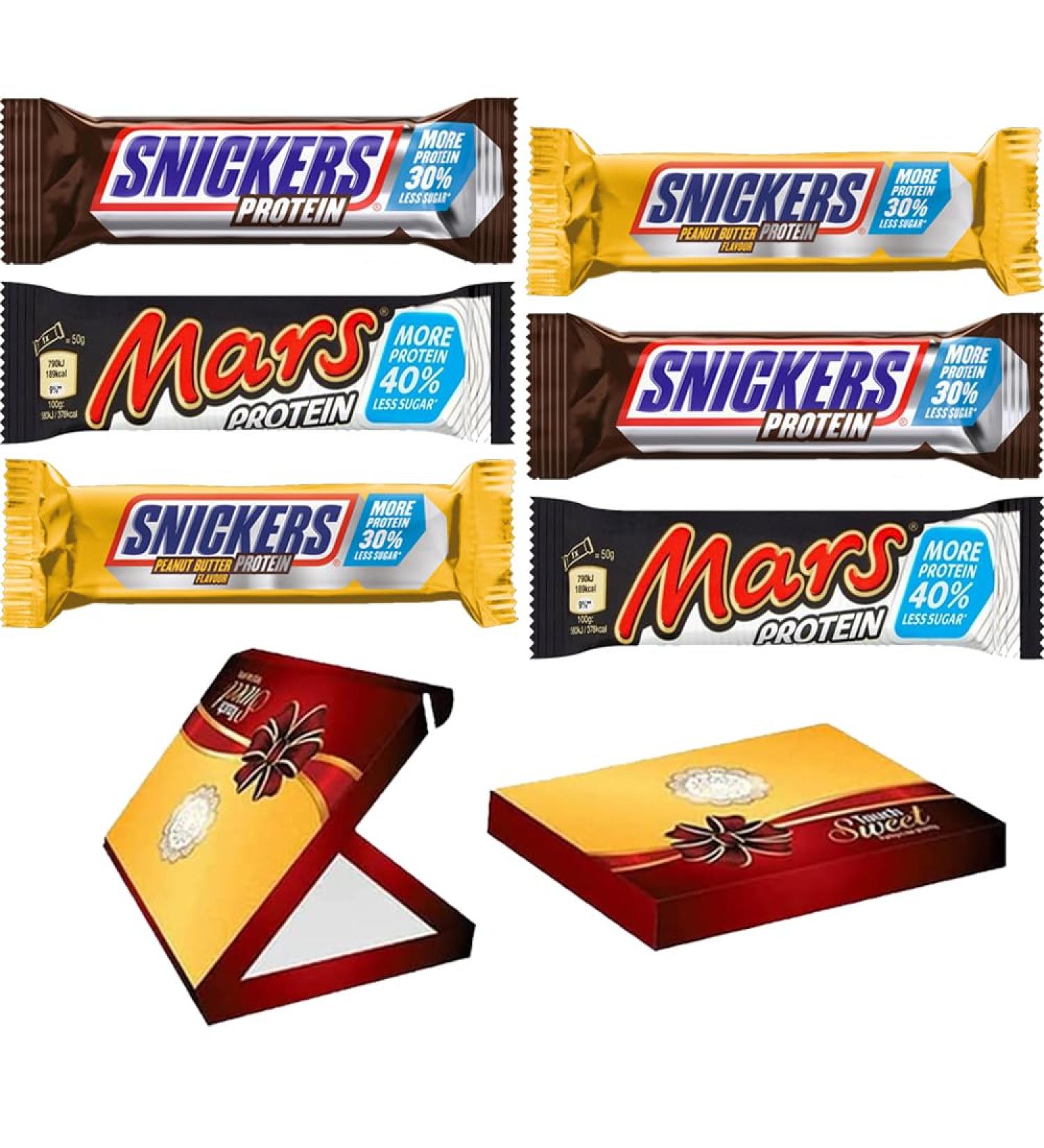 Snickers Protein Chocolate Bars With Gift Box - 6 x Mixed Chocolate Bars - Buy Online on GoSupps.com